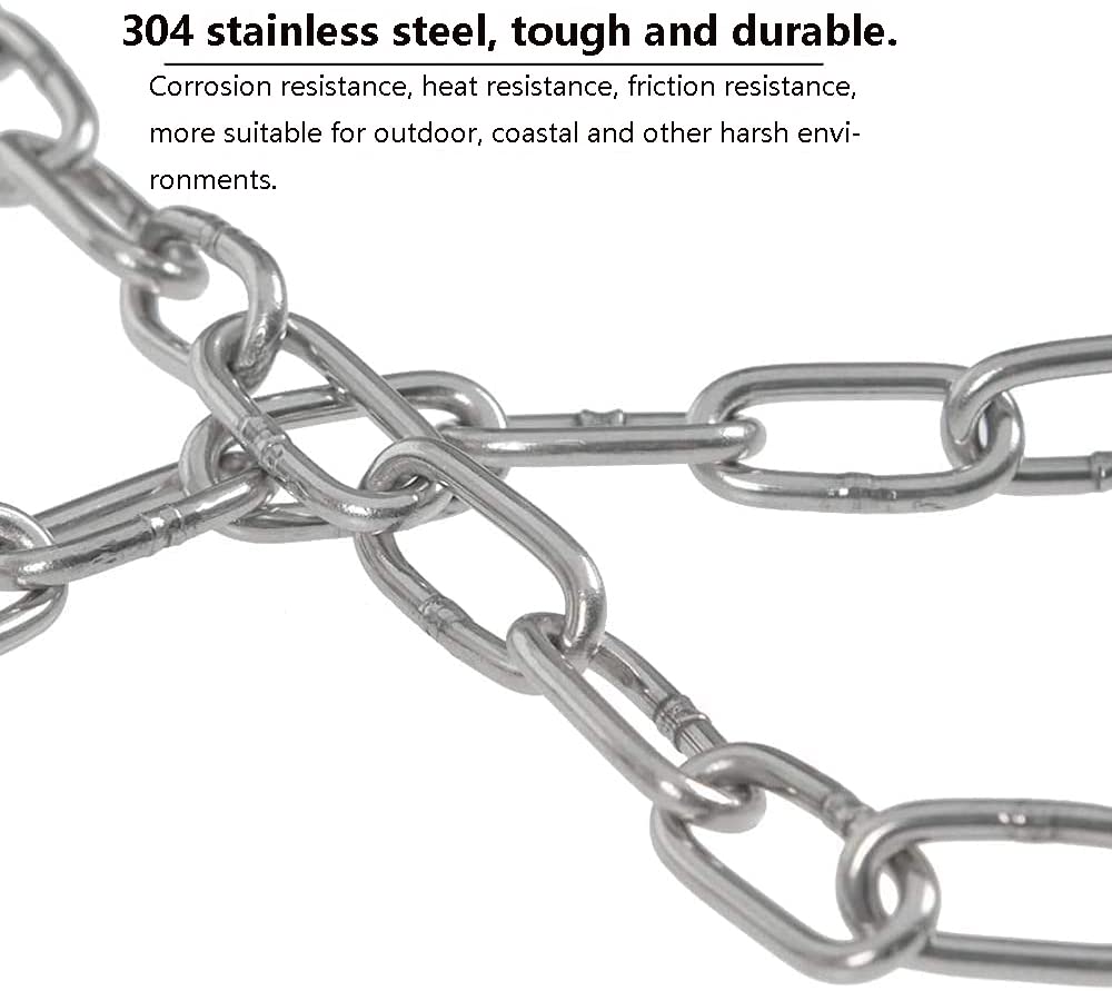 SUS304 Stainless Steel Chain Metal Chain Link Chain Small Light Duty Chain Utility Chain for Home Outdoor Camping Hanging Pet Chain Prevention Theft -Thickness — image 4