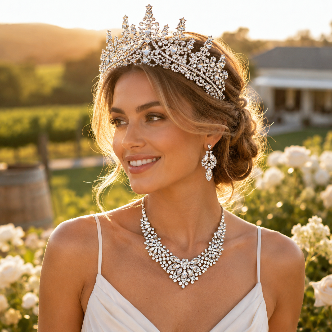 Luxury Crystal Bridal Tiara Necklace Earrings Set Sparkling Rhinestone Crown Jewelry Set for Wedding Bride Prom Party Evening Dress Accessories โ image 2
