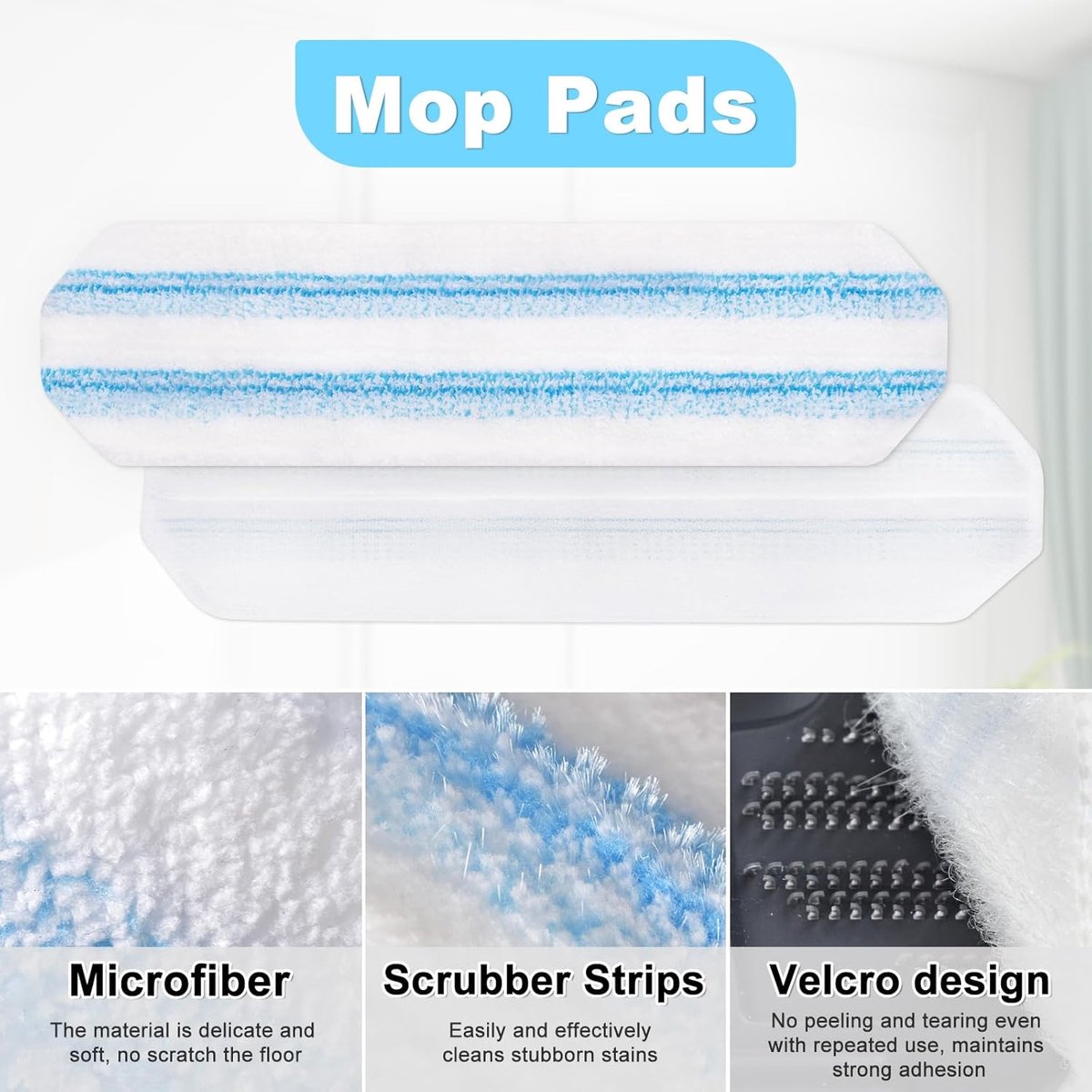 3 pack - Suitable for Vileda H2Pro Flatmop Replacement - Suitable for OCedar H2pro flatmop - For hard floors - mop head replacement - replacement microfiber — image 3