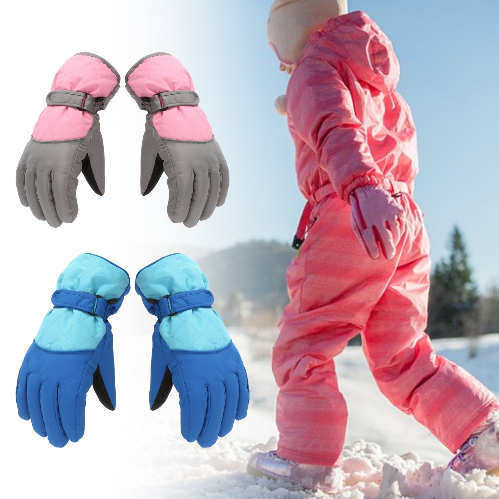 Dengjunhu Kids Winter Gloves - Snow & Ski Waterproof Youth Gloves for Boys & Girls - Insulated for Cold Weather Outdoor Play, Skiing & Snowboarding L Grey — image 6