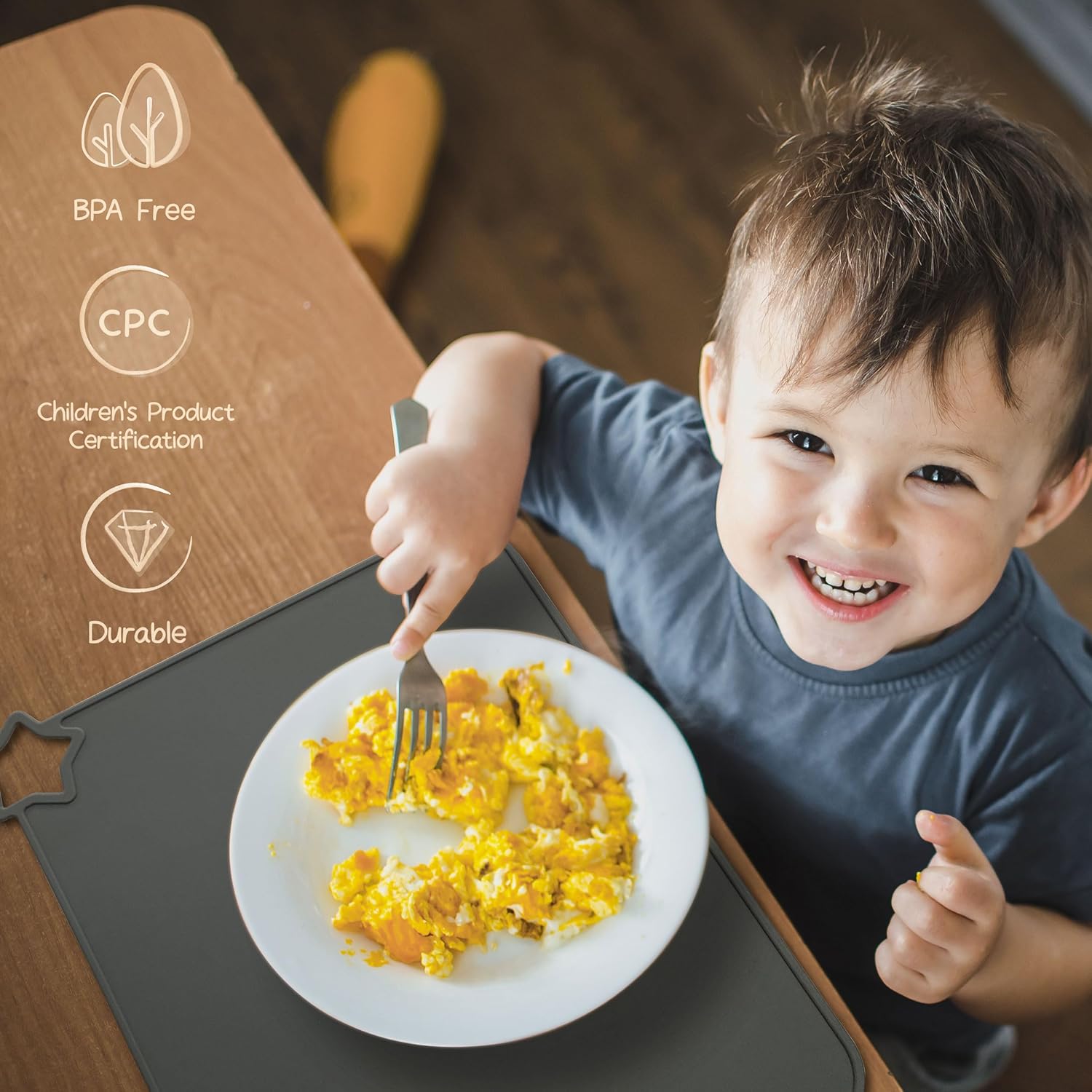 Moonkie Silicone Baby Placemat, 2-Pack | Non-Slip Design, BPA-Free | Washable Placemats for Kids (Light Mauve/Skin Tones) Light Mauve/Skin Tones — image 2