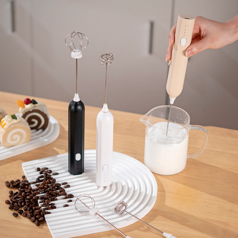 Khaki Electric Milk Frother Handheld - USB Rechargeable Milk Foamer with 2 Whisks - Perfect for Coffee, Lattes, Cappuccinos & More โ image 2