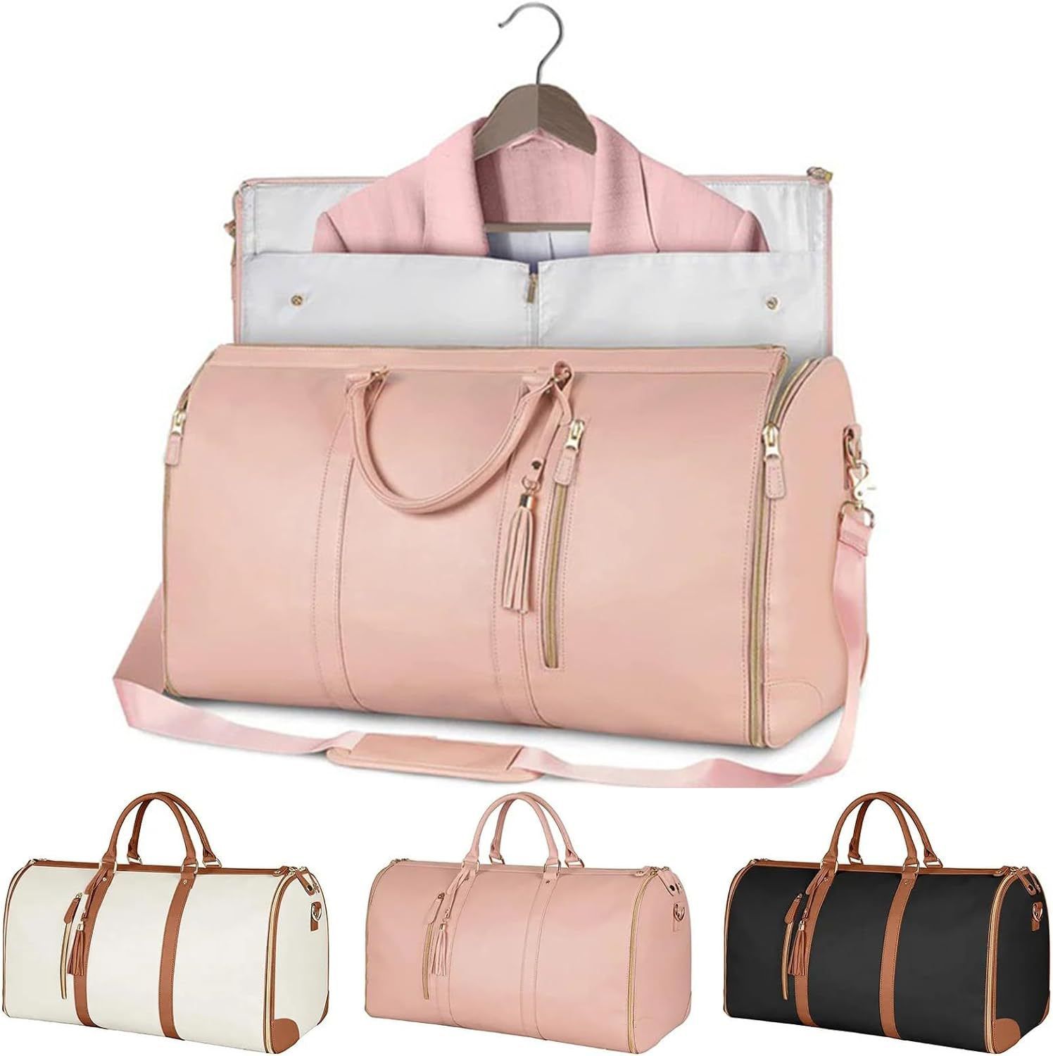 Carry On Garment Bag, Large PU Leather Duffle Bag for Women, Waterproof Garment Bags for Travel with Shoe Pouch โ image 3