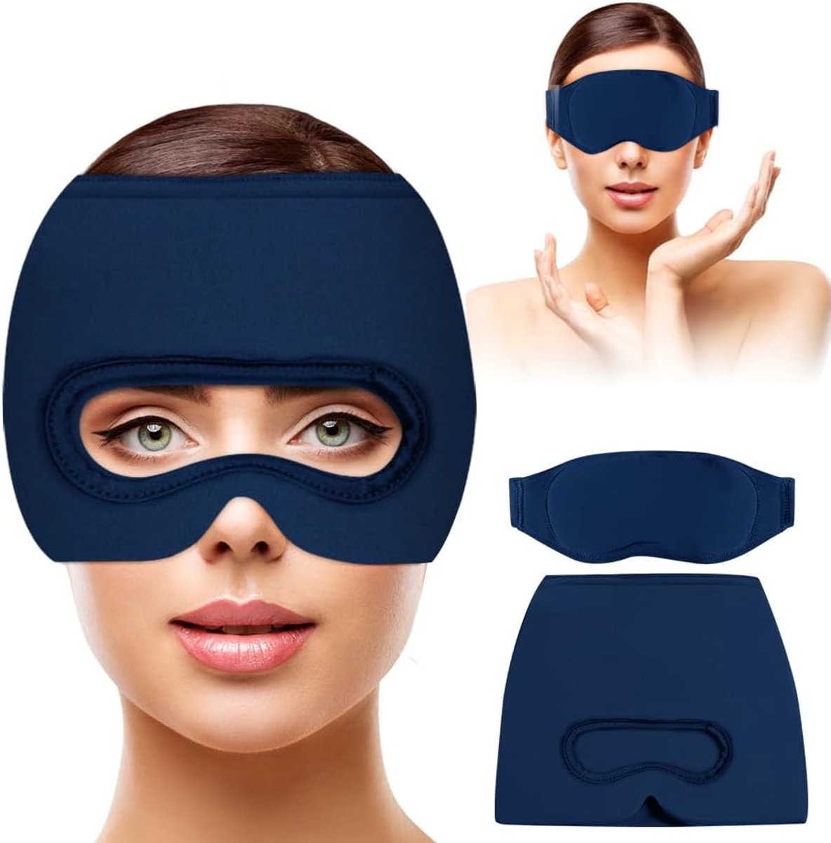 Migraine Relief Hat - Eye Mask - Cooling Eye Mask - Headache Relief - Hot & Cold Pack - 3-in-1 Pain Relief Mask - with Removable Eye Mask - Reusable - Migraine
