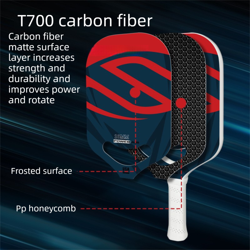 Pink T700 Carbon Fiber Pickleball Paddle - 16mm Thick - Power Air Aerodynamic Design, PP Honeycomb Core, Ergonomic Grip, USAPA Approved Standard for — image 3