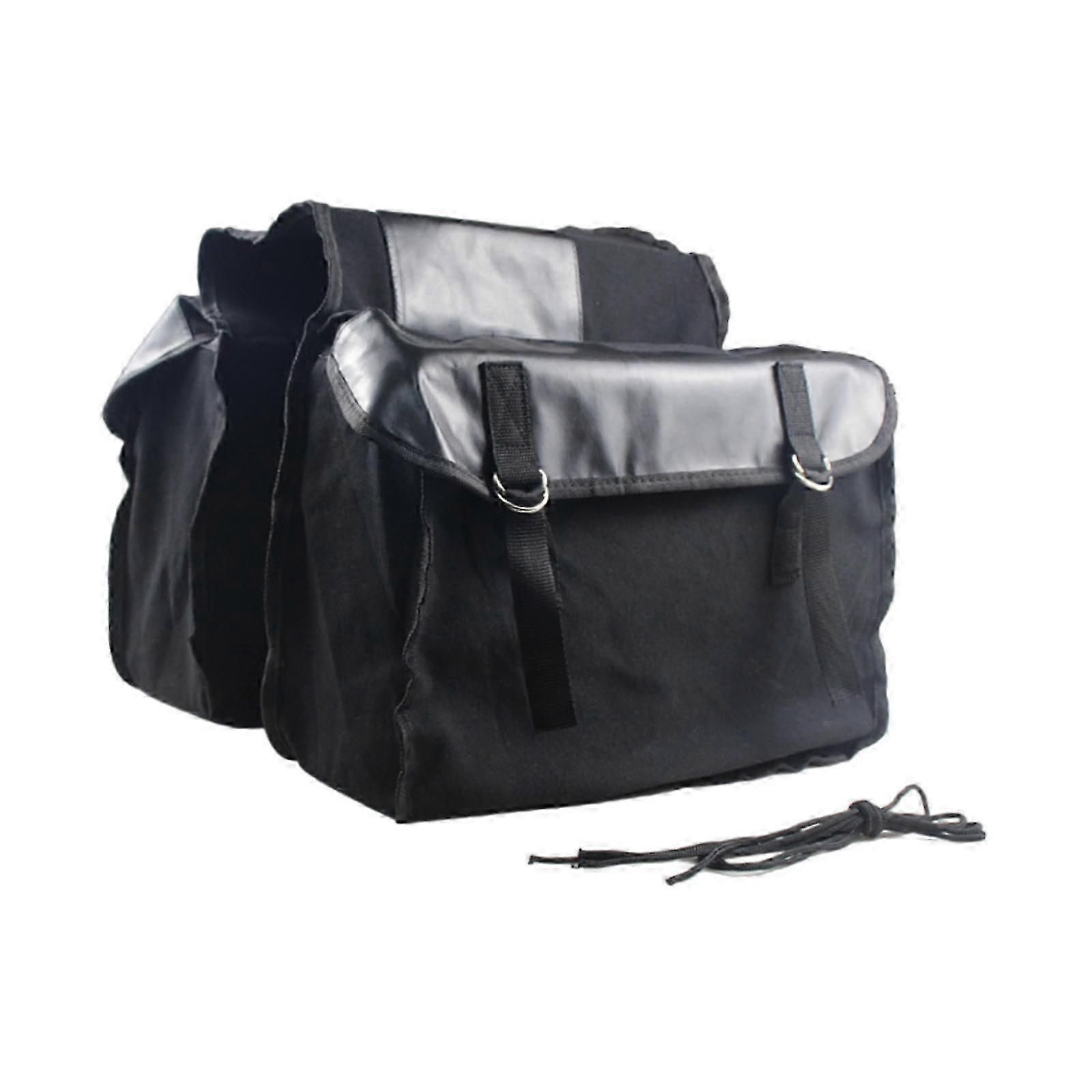 Double Side Bike Saddle Bag Cycling Bike Carrier Cargo Bag Storage Pouch Bike Trunk Bag Waterproof for Traveling Commuting - Black — image 5