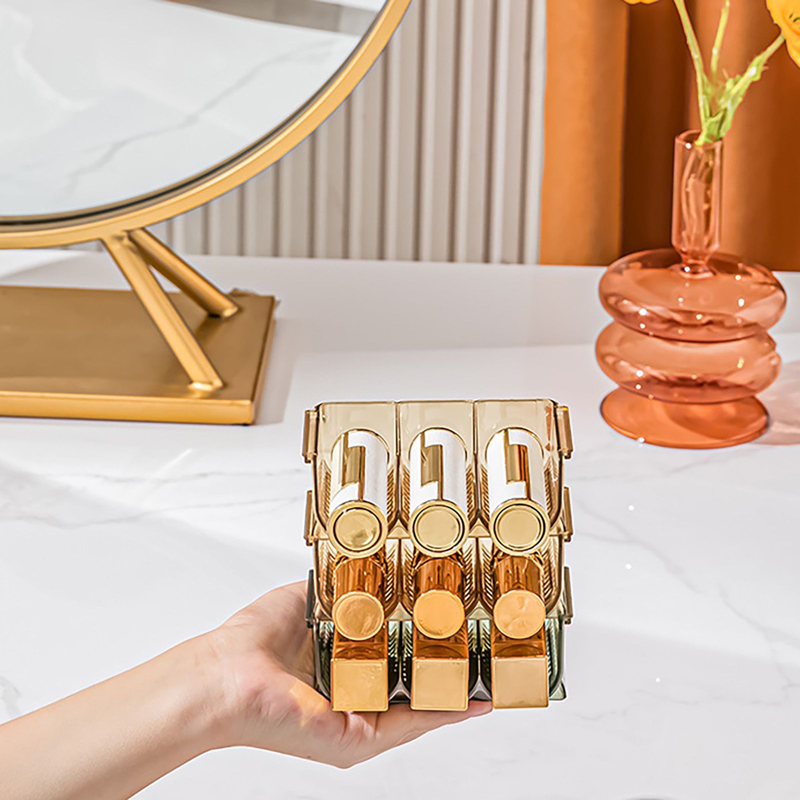 3pcs Lipstick Holder Transparent Storage Overlay Clear Lipstick Display Holder for Lip Gloss Transparent Orange โ image 6