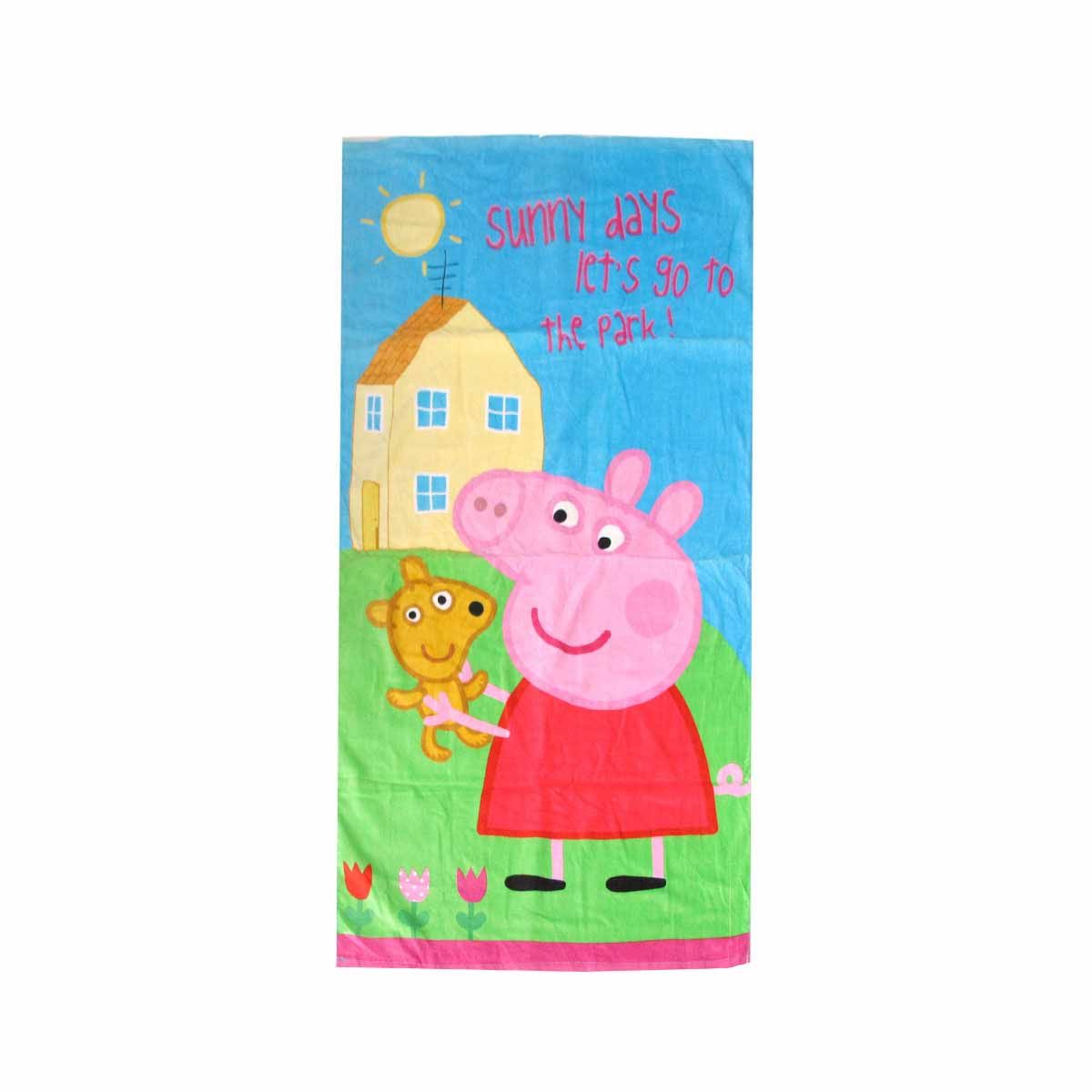 Kids Fun Theme Cotton Beach Towel 70 × 140 cm Peppa Pig Park
