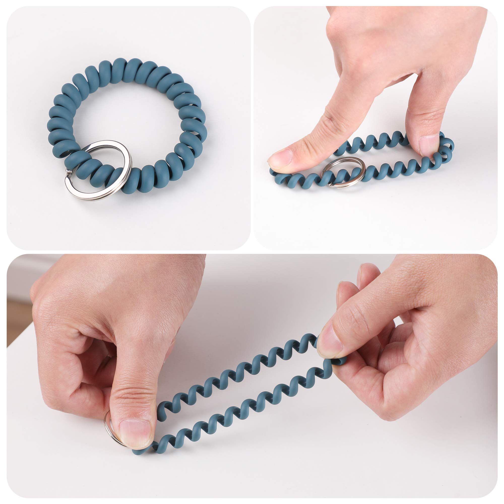 6PCS Stretchable Wristband Wristlet Keychain Wrist Key Chain Wristlet,Spring Flexible Spiral Wrist Coil Wrist Key Holder Key Ring — image 5