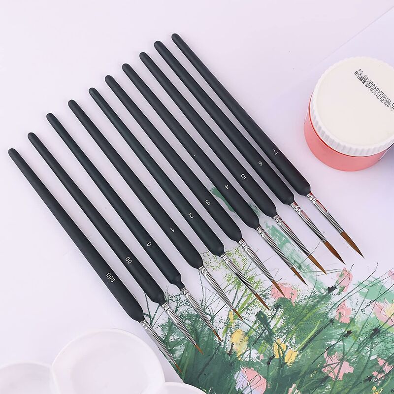 10 pcs Detail Acrylic Paint Brushes - Fine Paint Brush, Figurine Brush, Model Brush, Watercolor Brush, Ideal For Fine — image 4