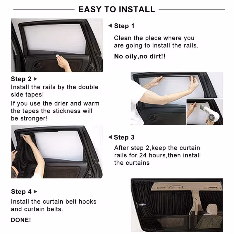 2pcs Universal Car Sun Shade Side Window Curtain Auto Foldable Uv Protection Black Pure Cloth Sun Visor Blinds Cover Car-Styling 50*47cm โ image 4