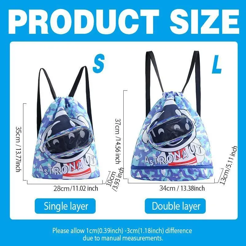 Waterproof Swim Backpack Durable Storage Bag Beach Pool Outdoor Travel - Blue-Large (Double layer) โ image 5