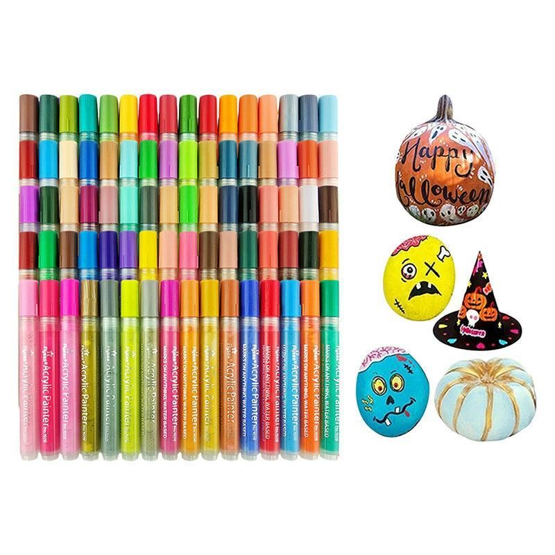 Flysea 12-80 Colours Acrylic Paint Pens Painting Stone Ceramic Glass Markers 0.7 - 35-Colour Set (15 Medium+ 20 Fine Tip) — image 5