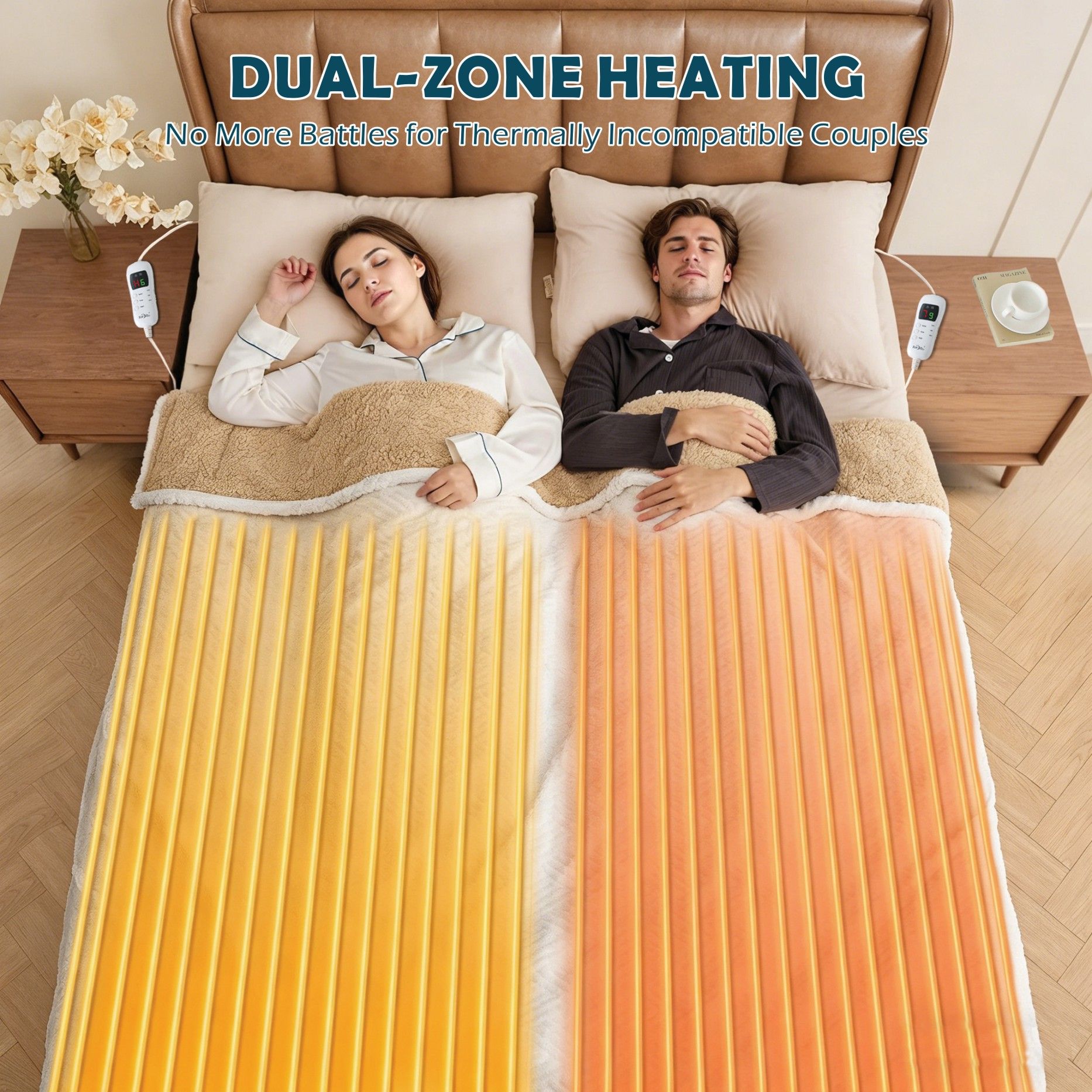 Electric Heated Mattress Pad Blanket with Dual Control & 9-Hour Auto Off & 9 Heat Settings, Preheat Functions, Overheat Protection, Machine Washable Fully — image 2