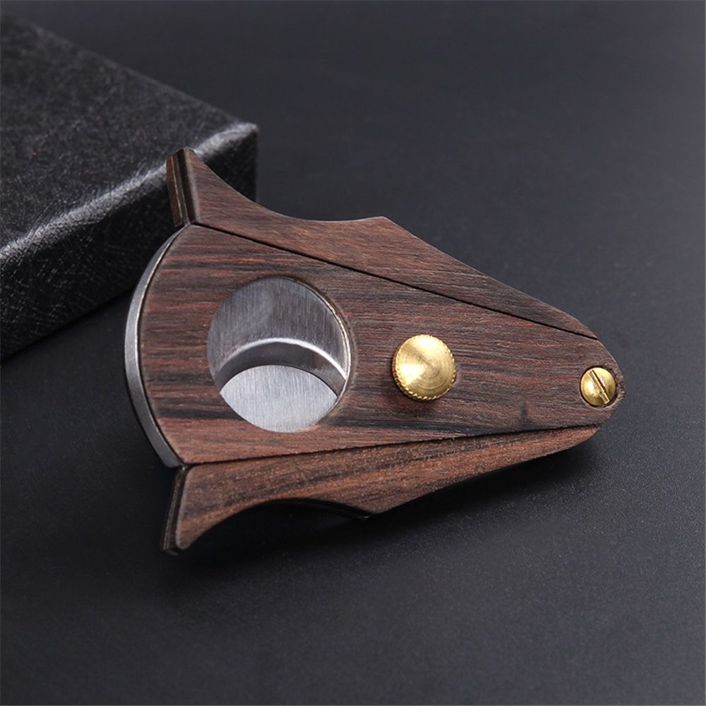 2 pcs Cigar Cutter Lock System Wood Stainless Steel Double Cut Blade Cigar Guillotine Cutter Bat Sandalwood Noodles — image 4