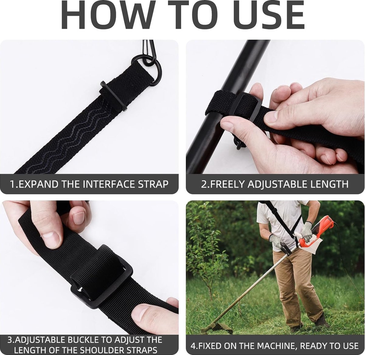Brushcutter Harness - Adjustable - Durable - Carrying Harness - Nylon Strap Accessory - Universal - Harness - Shoulder Straps - Harness - Accessories For Lawn — image 4