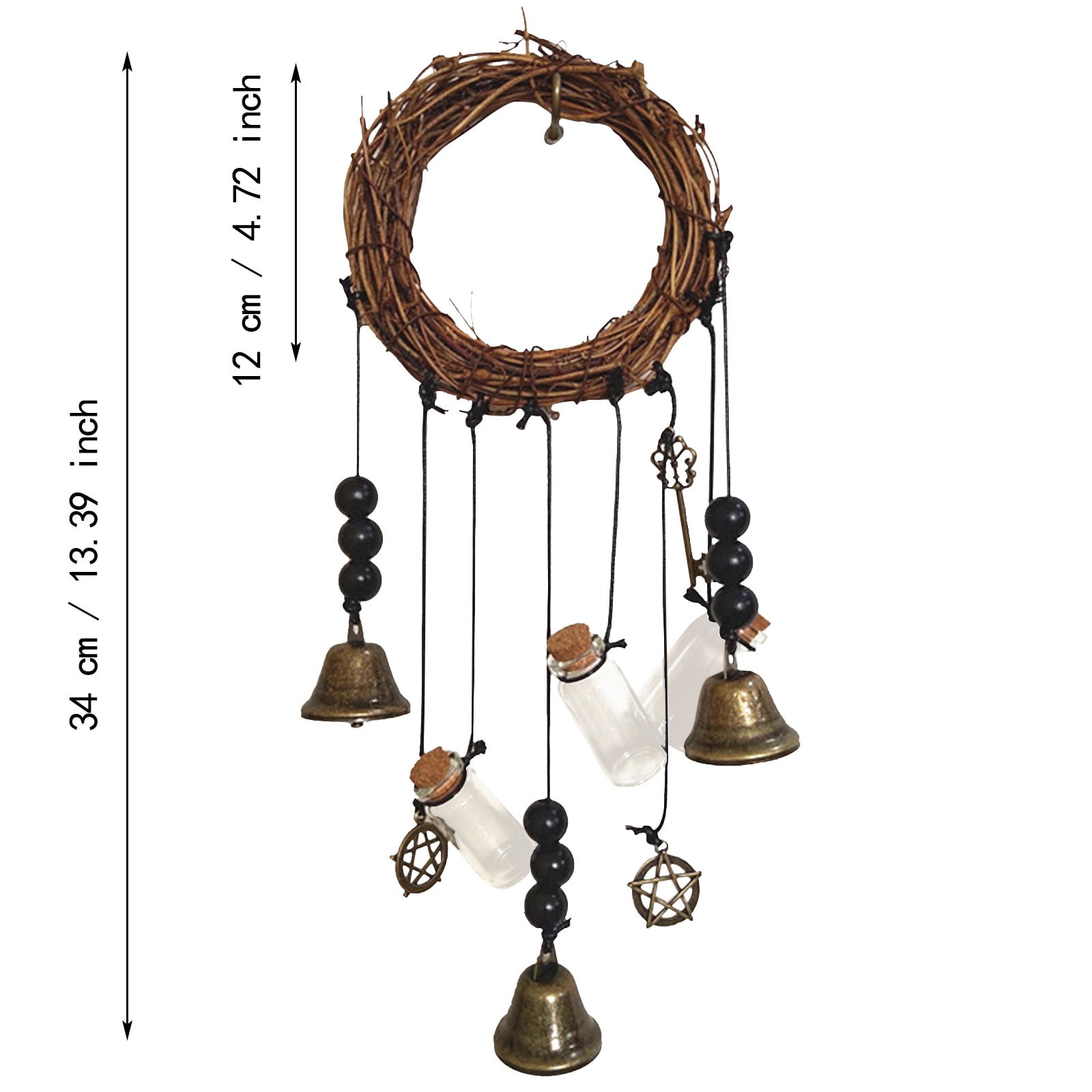 Wind Chimes, Wind Chimes Promotion, Witch Protection Bell Witch Bell Protection Door Handle Pendant Rattan Wind Chime Witch Pray Crystal Wind Chime Family Room β image 2