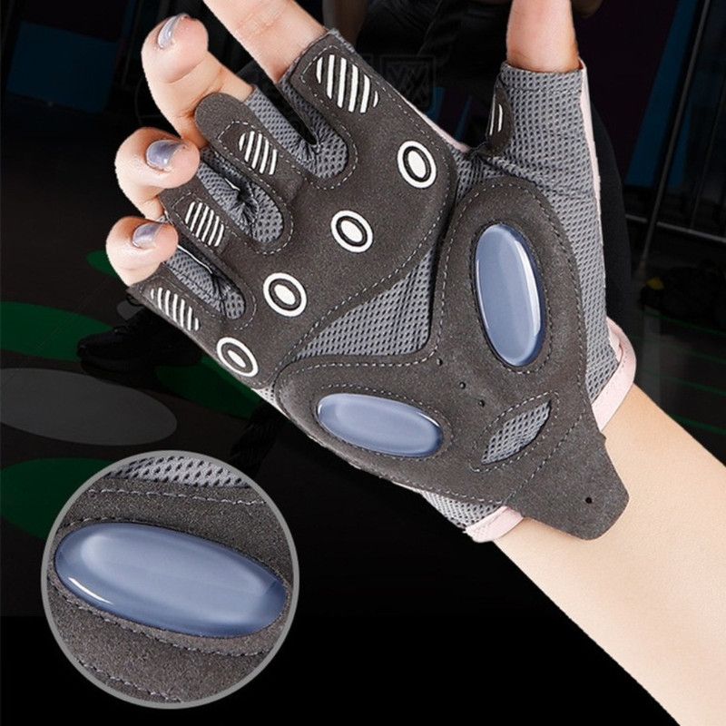 Pink - Size S - Women's Ice Silk Half-Finger Fitness Gloves, Silicone Shock-Absorbing, Anti-Slip, Breathable Sports Gloves — image 4
