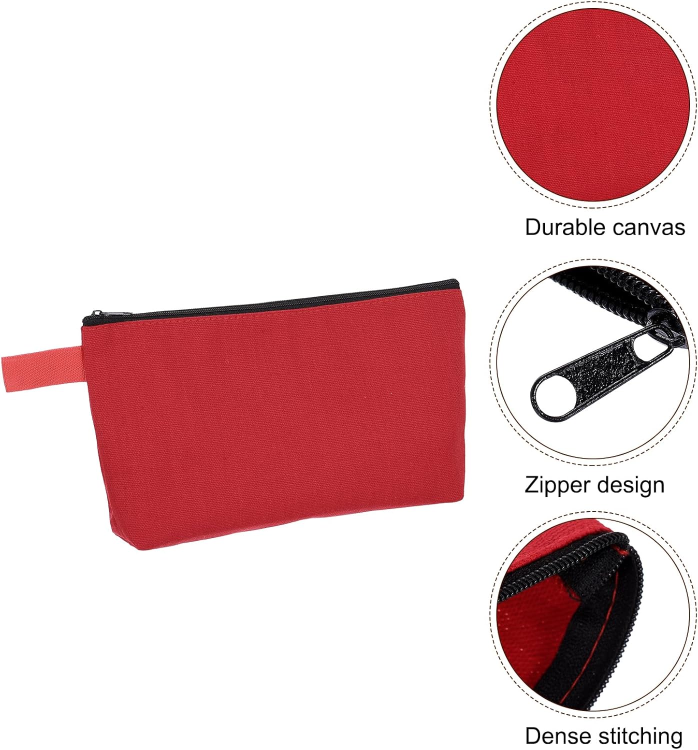 Canvas Makeup Bags, 10 Pcs Travel Cosmetic Bags Bulk, Multipurpose Plain Toiletry Zipper Pouches Blank DIY Craft Bags Pencil Bag for Women Teens, Red โ image 4