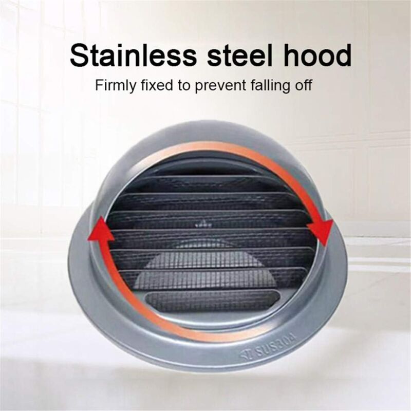 Outdoor Ventilation Grille, Stainless Steel Air Vent with Fly Guard and Fly Guard for Office, Kitchen, Bathroom, 120mm — image 3