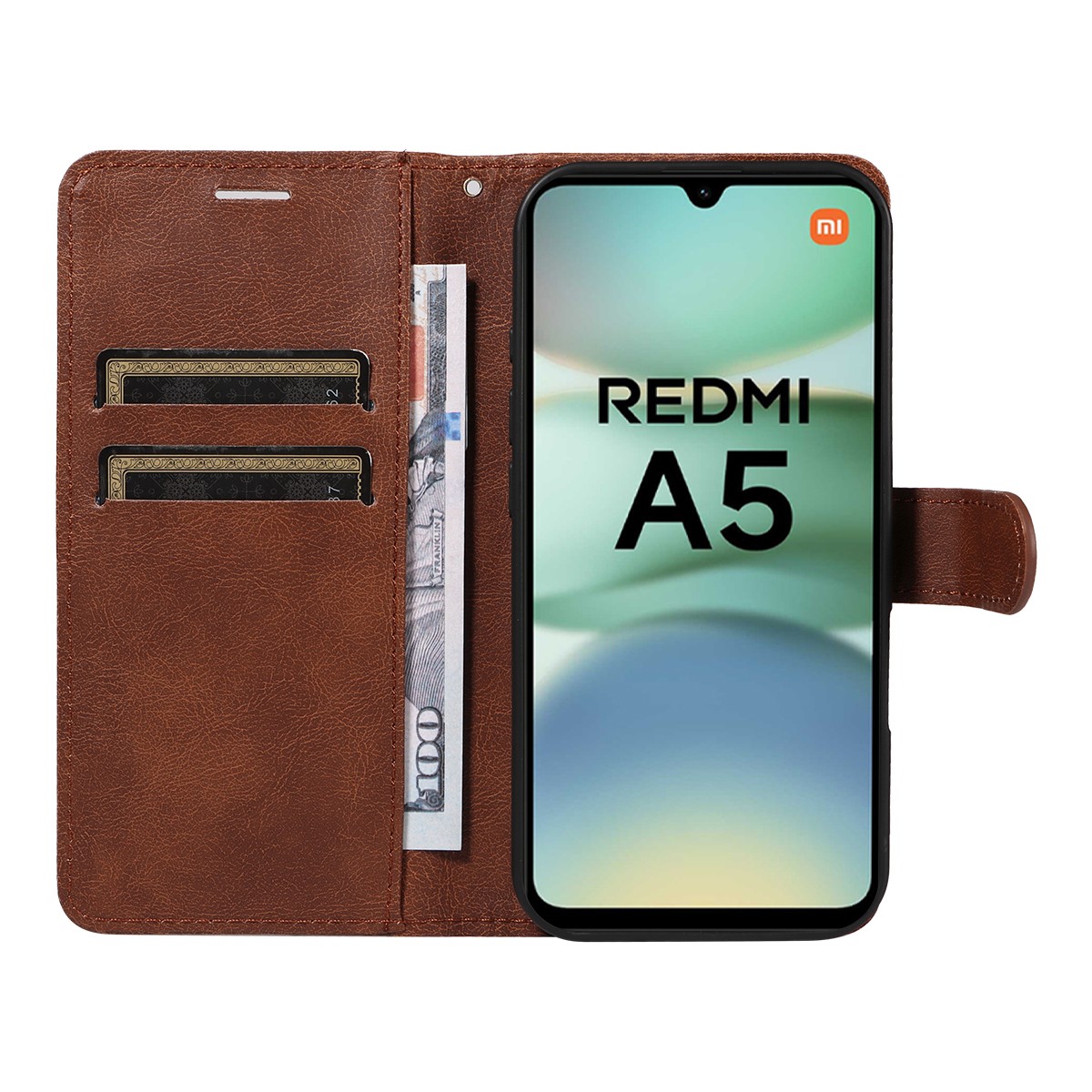 SKALO Xiaomi Redmi A5 4G PU Leather Wallet Case - More Colors_MGF Brown — image 3