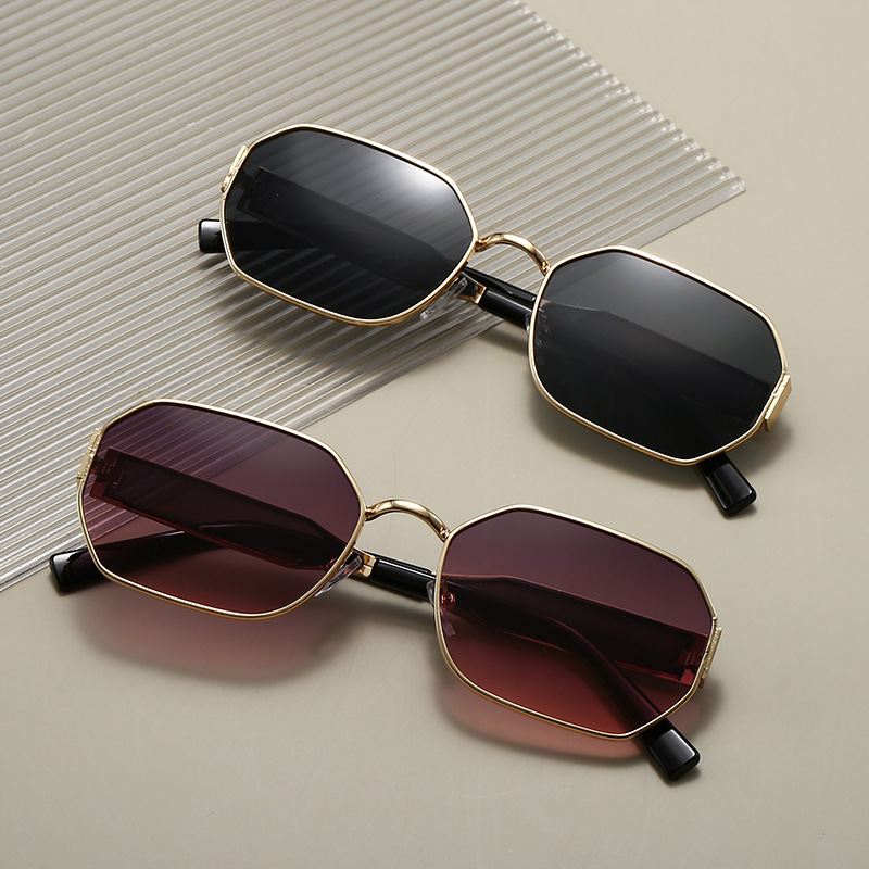 Gold Frame and Brown Lenses Modern Retro Geometric Sunglasses - Chic Metal Frame with UV400 Lenses and Black PU Leather Protective Case โ image 6