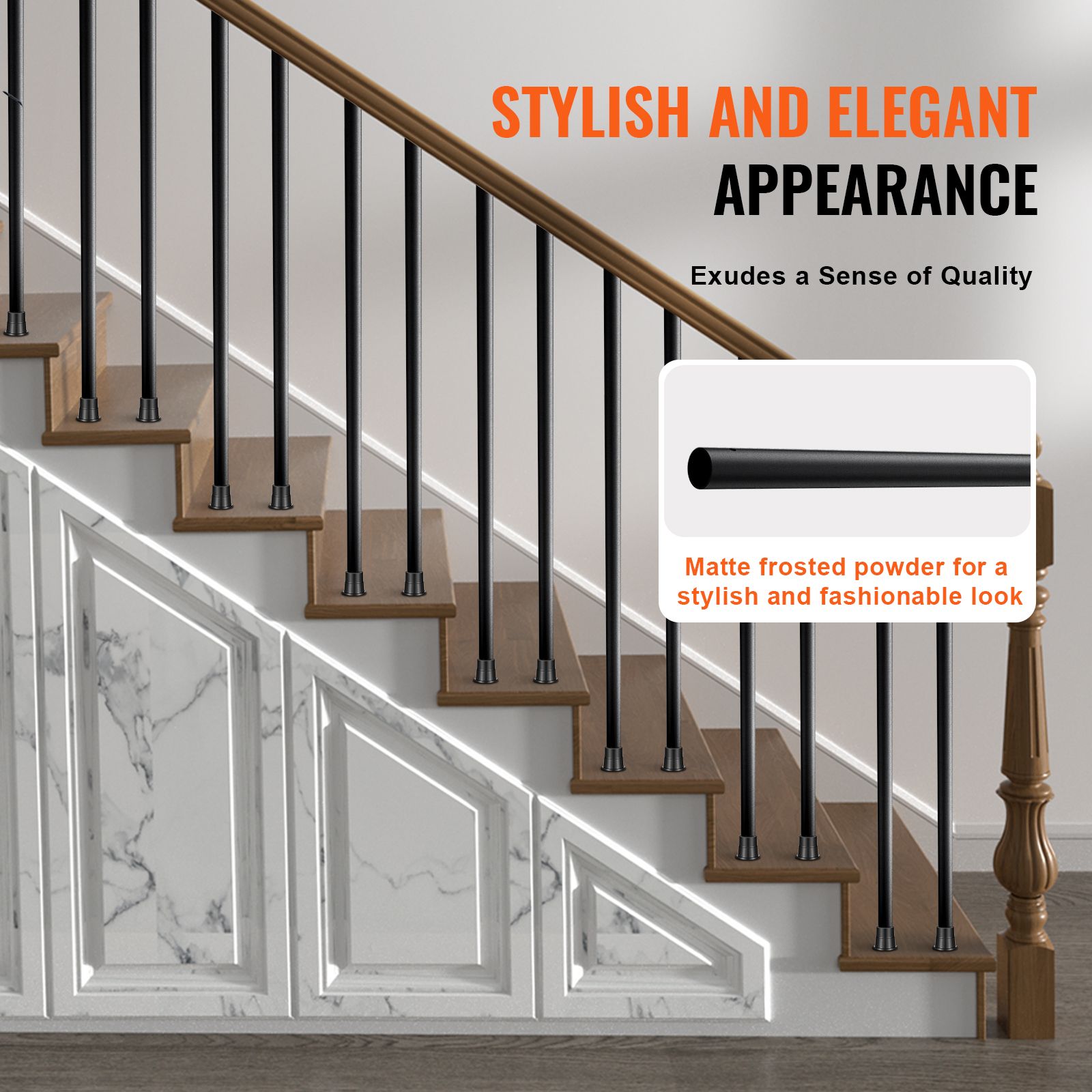 Staircase Metal Balusters, 3/4'' Round x 32'' Long Aluminum Decorative Banister Spindles, 101 Pack Deck Baluster with Screws, Classic Hollow Deck Railing Satin — image 4