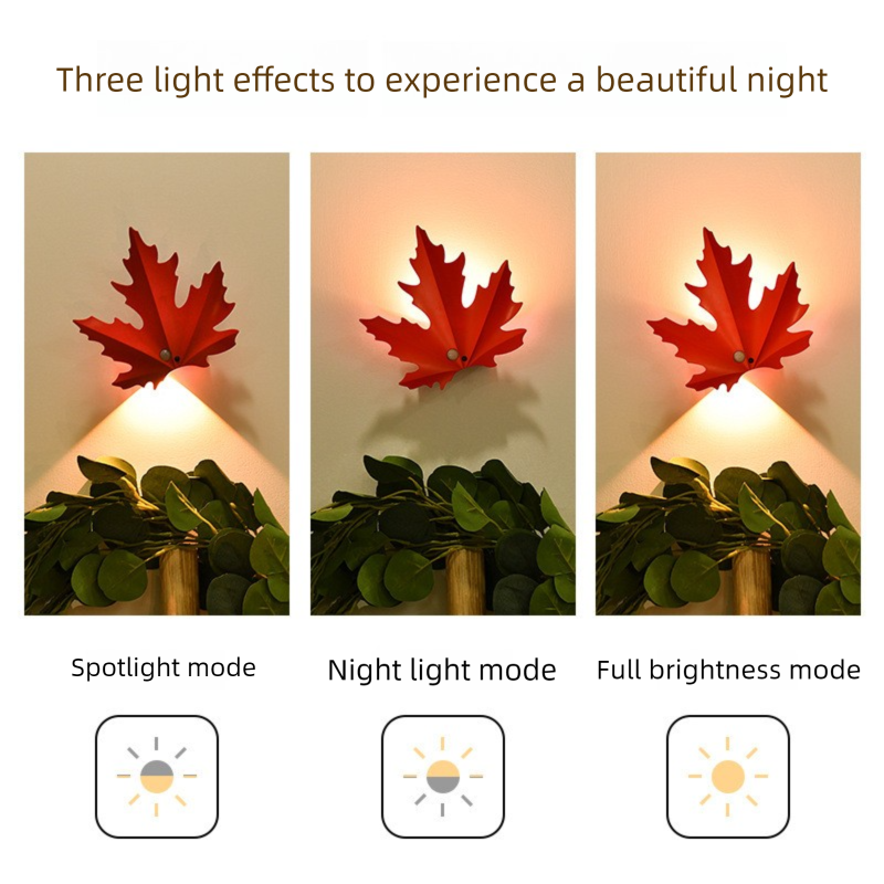 2 Pcs Maple Leaf Smart Motion-Sensing LED Night Light – Magnetic & Self-Adhesive — image 5