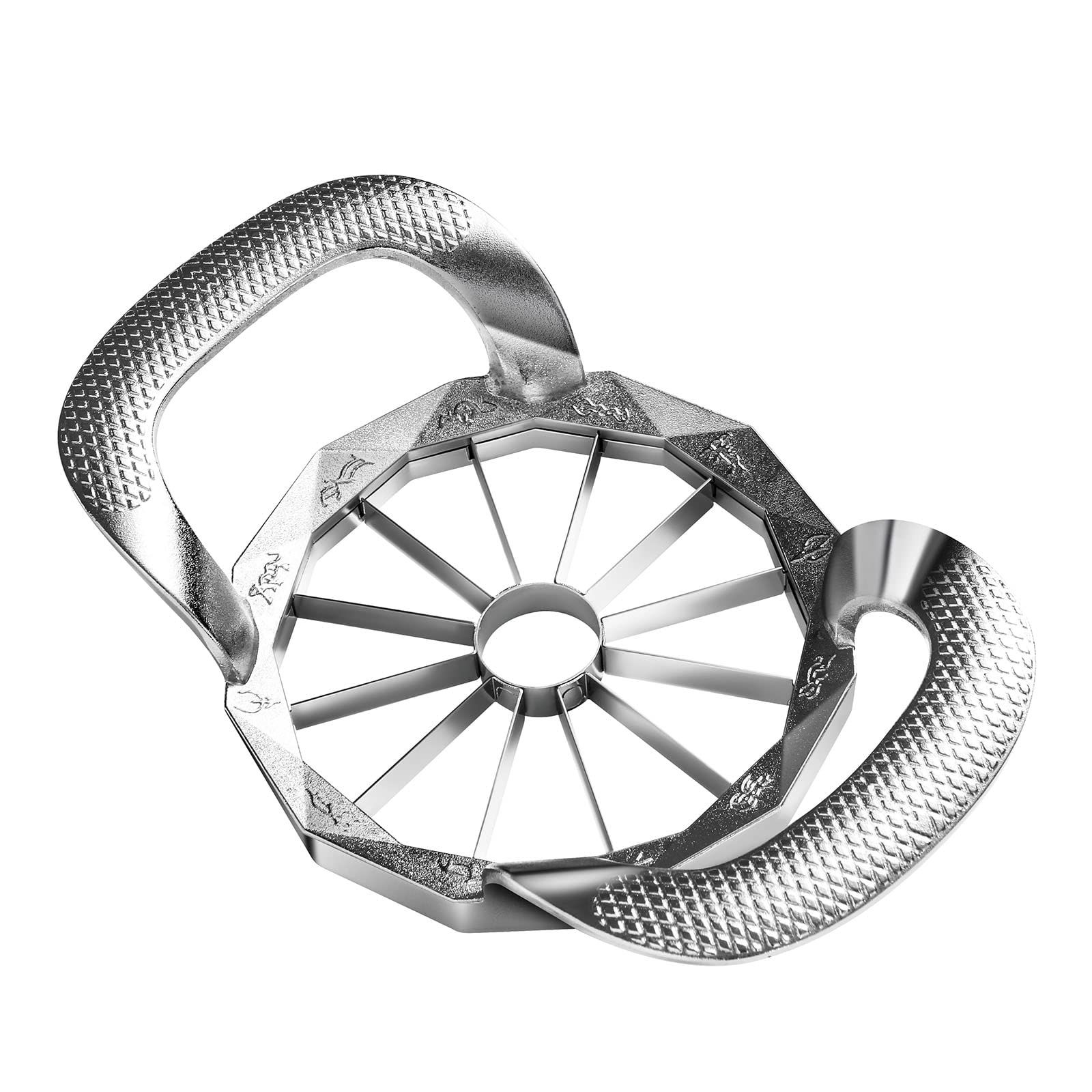 Apple Slicer,12-Slices Stainless Steel Cutter，Heavy Duty Stainless Steel Apple Cutter and Divider， Anti-slip Handle，Gifts for Mom， Easy to Use.（Chrome color）