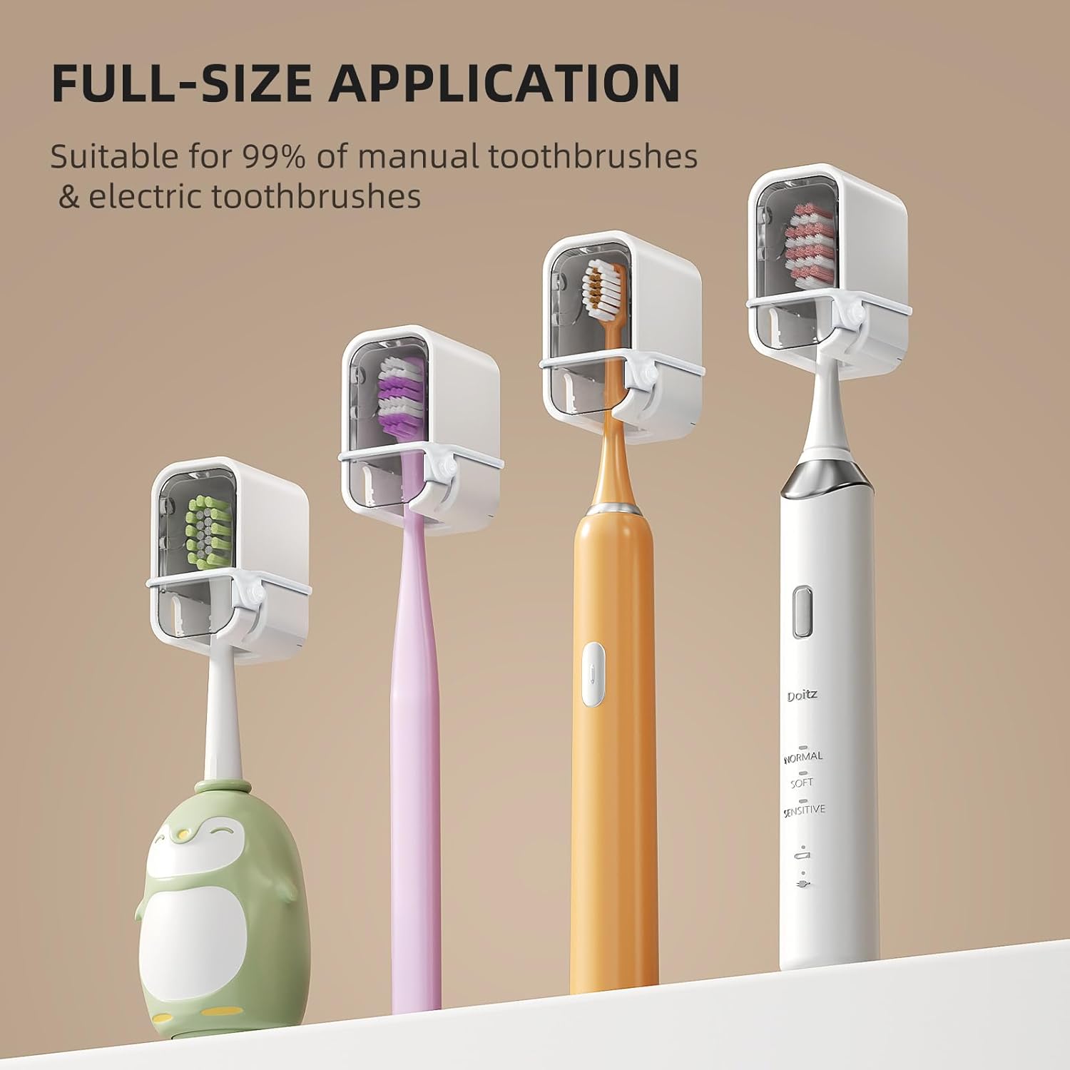 Toothbrush Cover Travel 2PCS, Stay Closed with Band Electric Toothbrush Covers Caps, Toothbrush Head Cover for Travel, Camping, Bathroom, Business, Grey — image 4