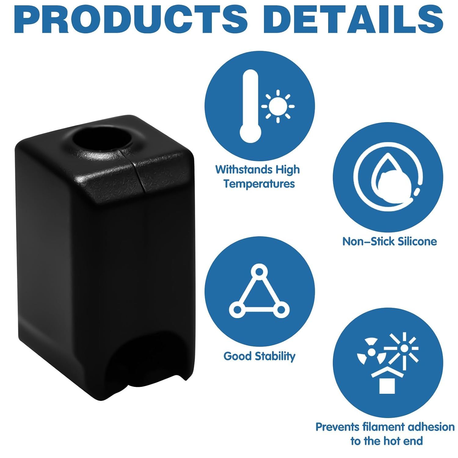 10 Pack Silicone Sock for Bambu Lab P1S, Hotend Heater Block Silicone Cover Nozzle 3D Printer Print Head Boot, Black โ image 3