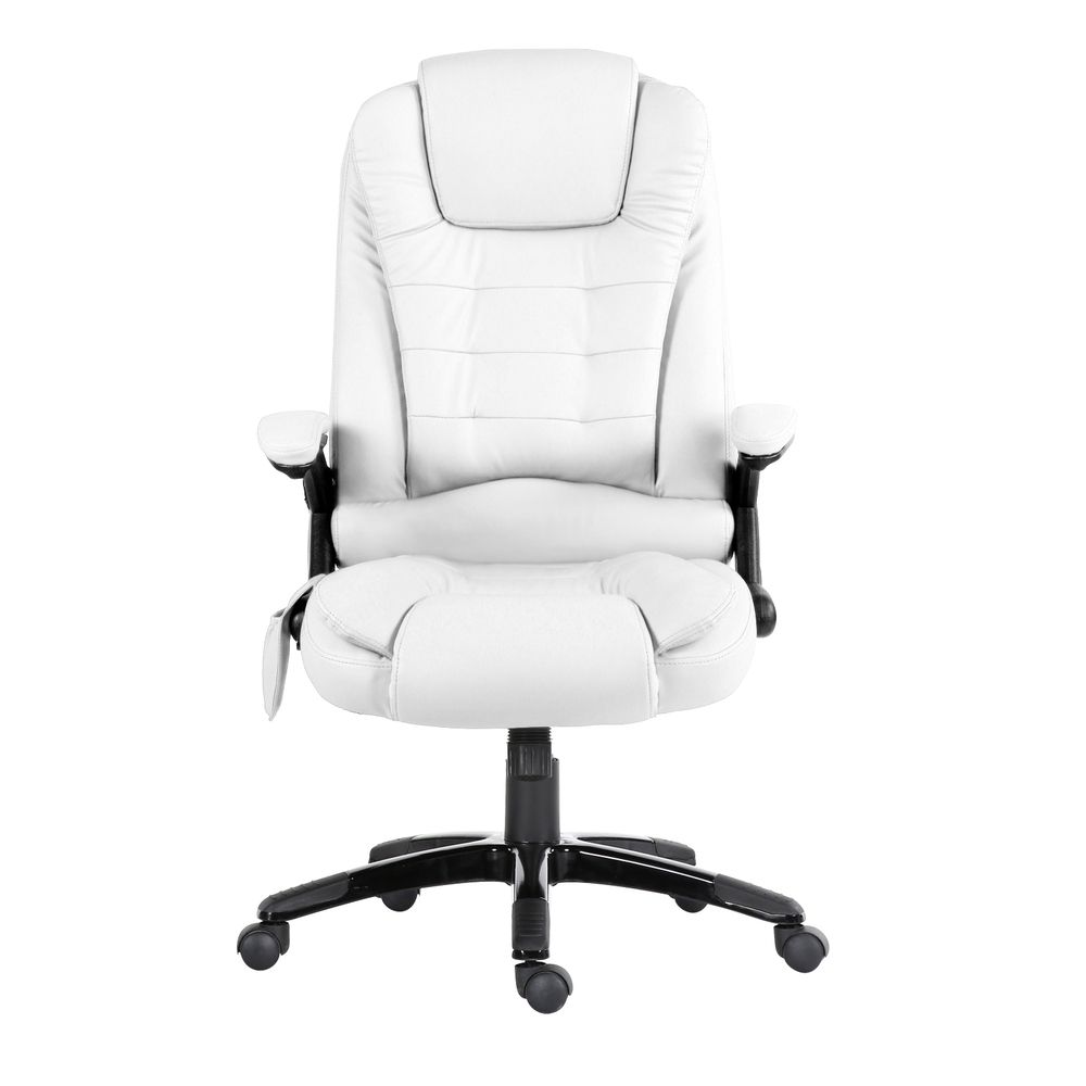 Artiss 8 Point Massage Office Chair Heated Seat Recliner PU White — image 3
