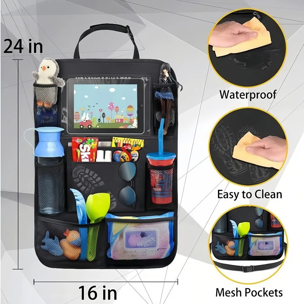 pcs Car Back Seat Storage Bag, Kick Protection Protector with Touch Screen Holder for Tablet, for Children in the Replacement Part — image 2