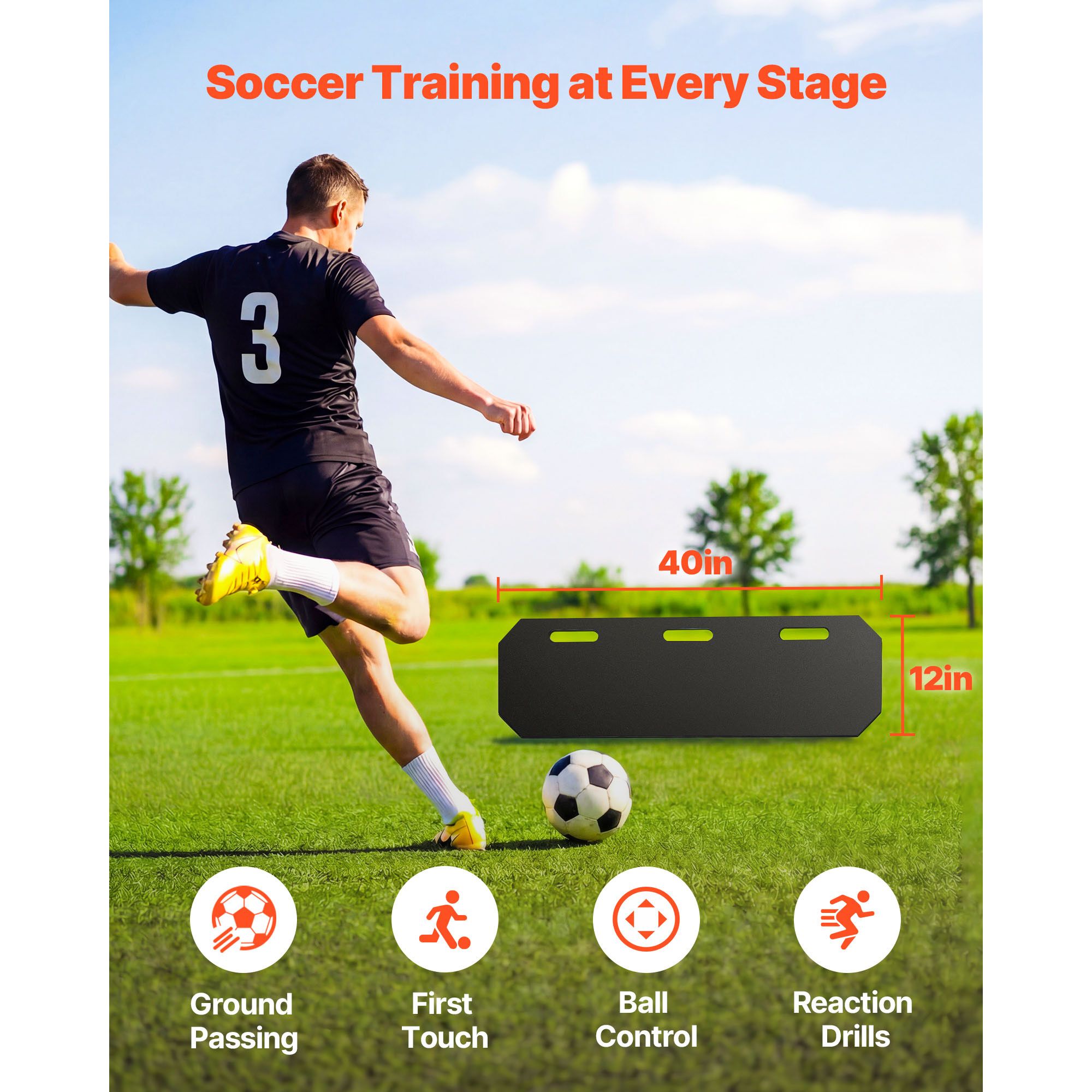 Soccer Rebounder Board, 1000 x 300 mm Portable Soccer Rebound Wall, HDPE Sports Kick Back Trainer, 3 Adjustable Angles, Easy Setup Ball Practice Training — image 2