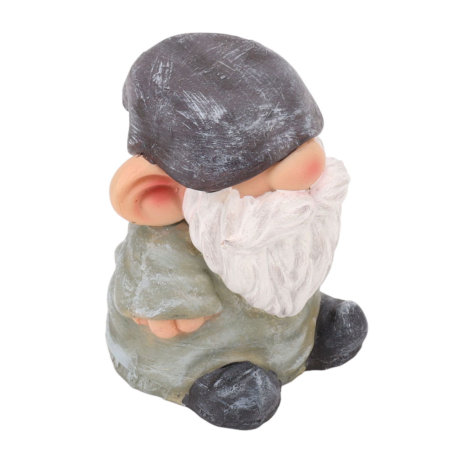 Garden Gnome Resin Structure Stable Bottom Retro Style Gnome Figurine for Patio Porch Decorations Flat Head Green — image 2