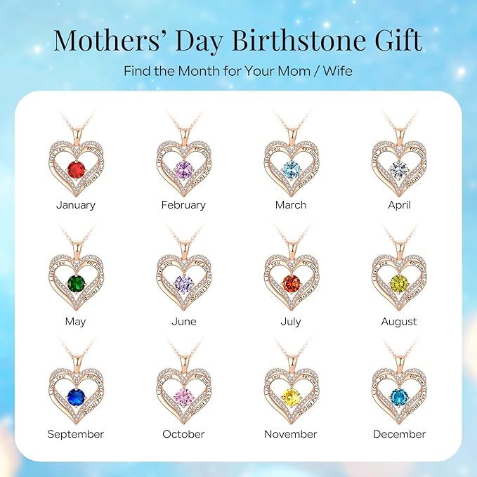 18K Rose Gold Necklaces for Women, 925 Sterling Silver Gifts for Mothers Day, Jewelry for Wife Mom Her Girlfriend, Birthstone Diamond Necklace for Birthday — image 3