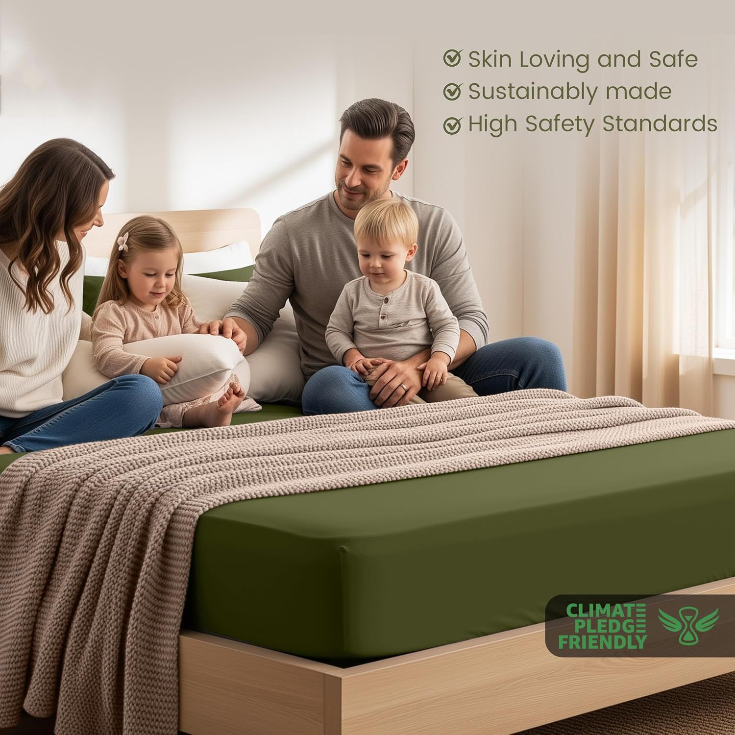 Hotel Quality Fitted Sheet - 1 Piece Fitted Sheet -Breathable Bedding - Wrinkle, Fade, Stain Resistant- 16inch/40cm Deep Pocket Fitted Bed — image 3