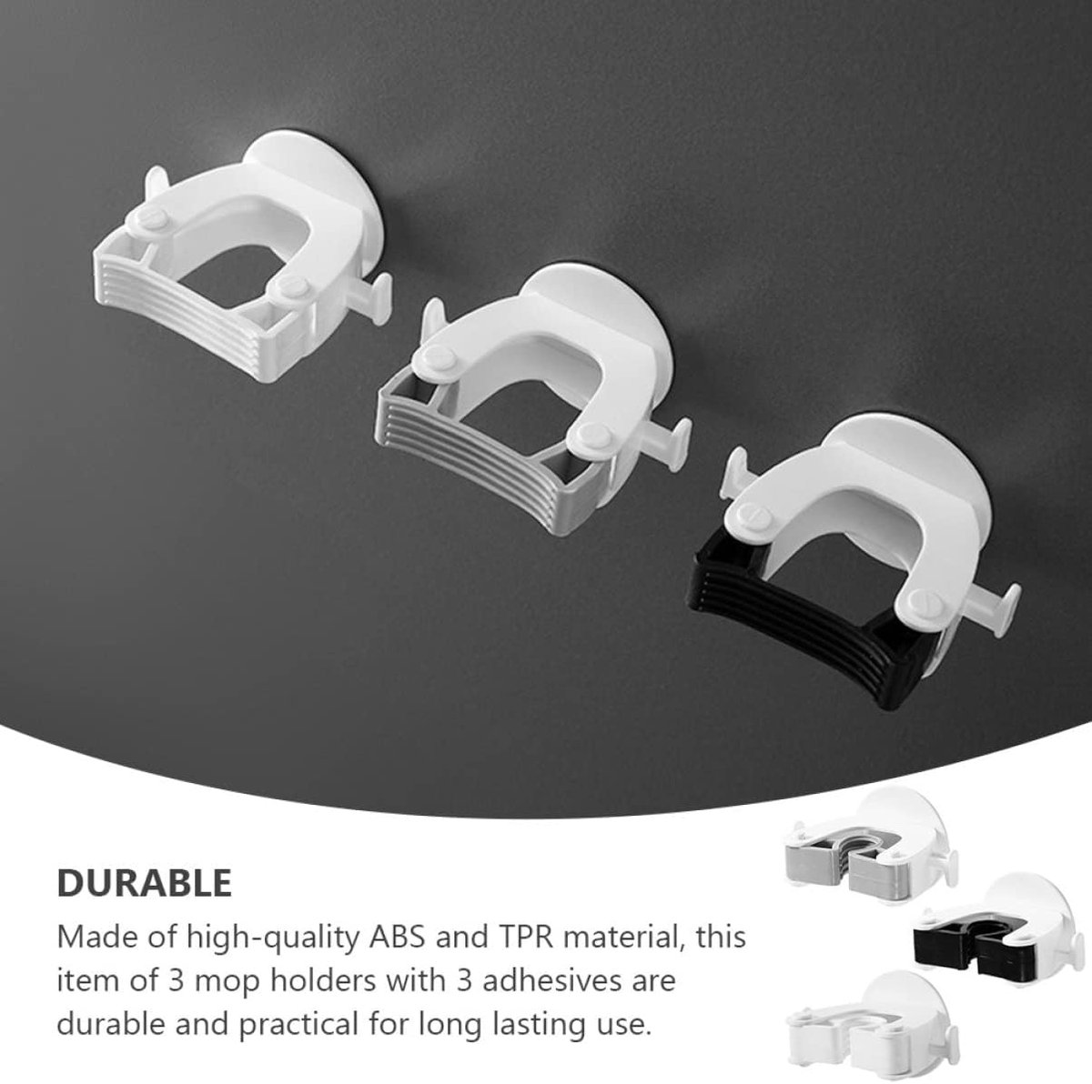 Broom Holder - 4 pieces - Self-adhesive - Broom Holder - ABS - Broom Hanging System - Broom Holder - Garden Tools - Tool Holder - White - Strong adhesion - No — image 5
