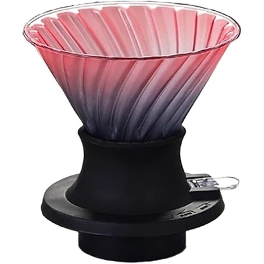Immersion Pour Over Dripper, Glass Coffee Maker for French Press & Drip Styles, Beginner-Friendly All-in-One Brewing System(Black Rose)