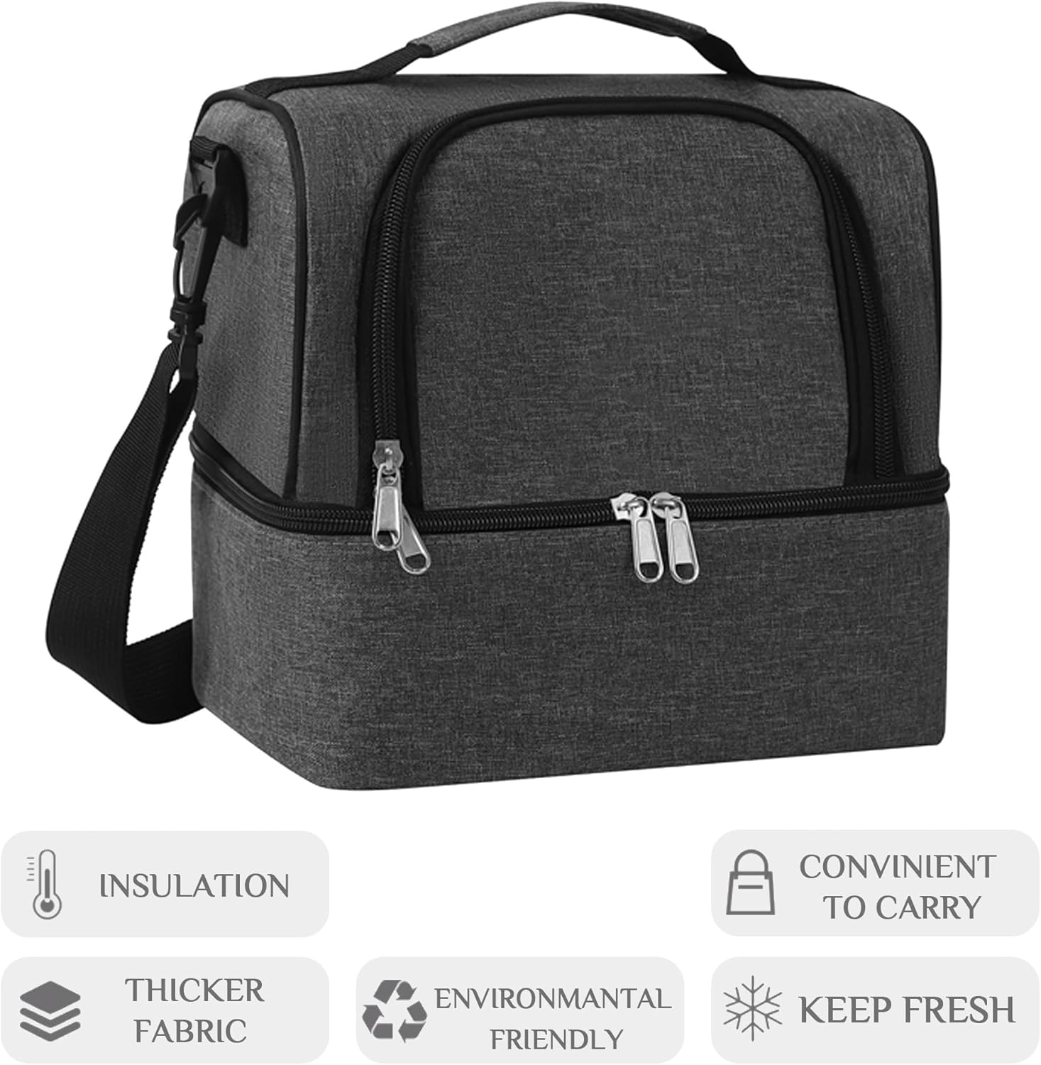 Lunch Bag for Women and Men - Reusable, Leakproof, and Insulated Double Deck Design for Picnic, Hiking, Beach, Work and Office Use โ image 5