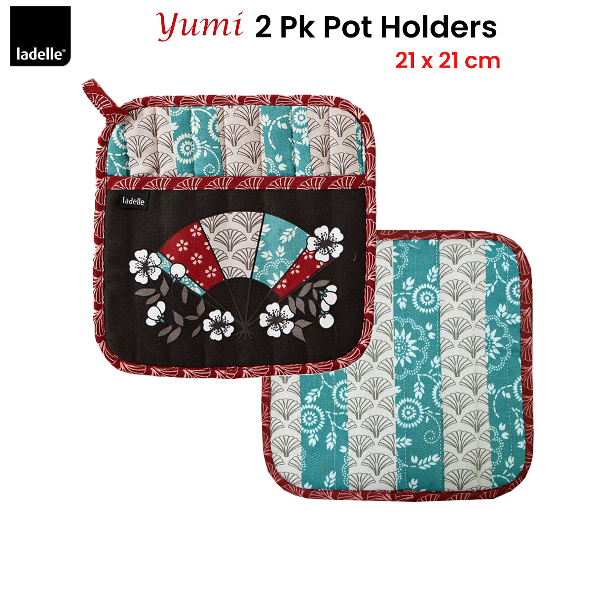 Ladelle Yumi Set of 2 Pot Holders 21 x 21 cm — image 2