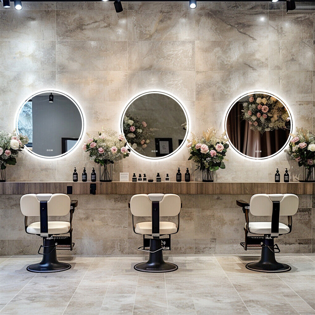 80cm LED Bathroom Mirror Anti-fog Circle Backlit HD β image 4