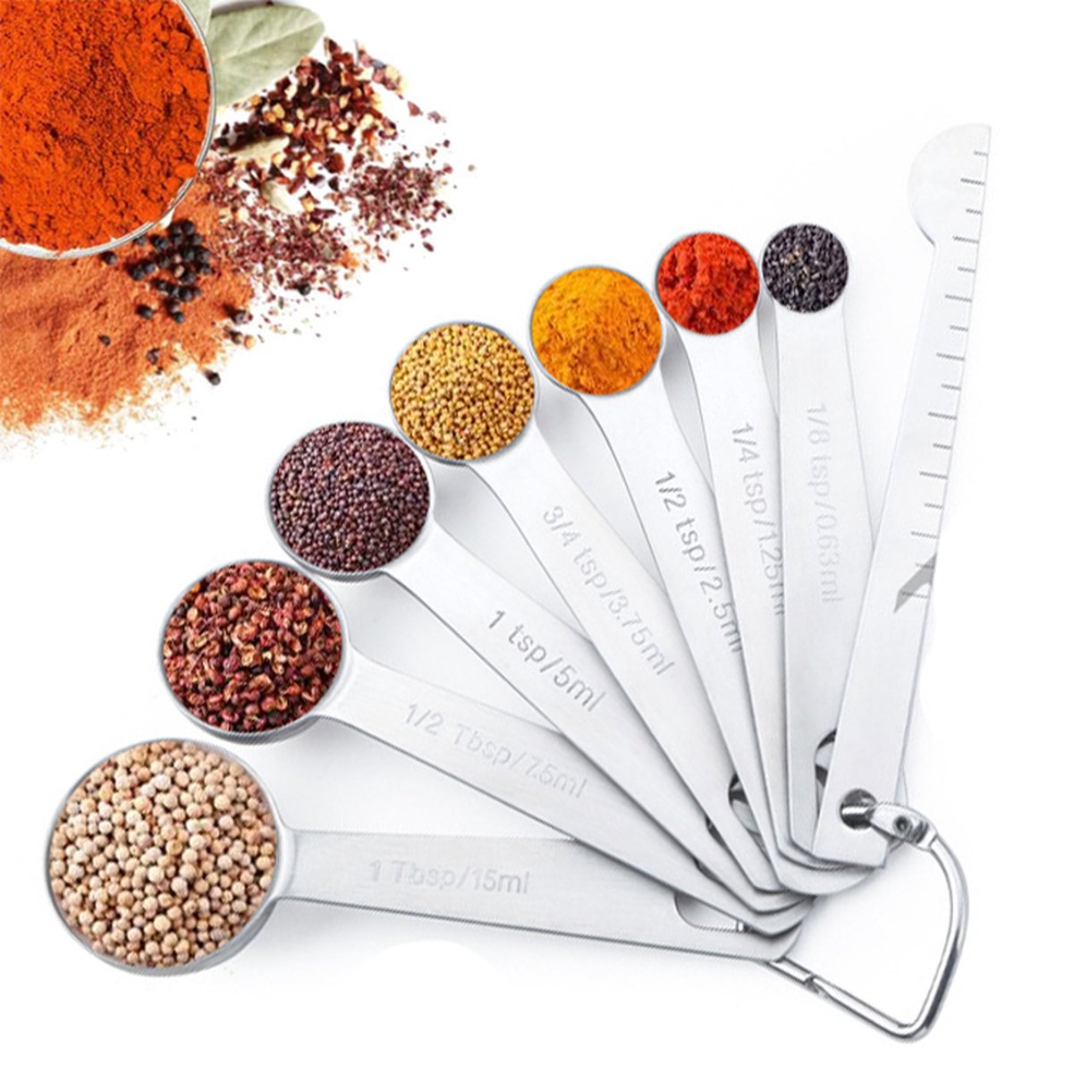 Measuring Spoon Set - Measuring Cup Set - 8-Piece - High-Quality Stainless Steel - Measuring Spoons - Measuring Scoops - Measuring Spoon - Weighing Grams &