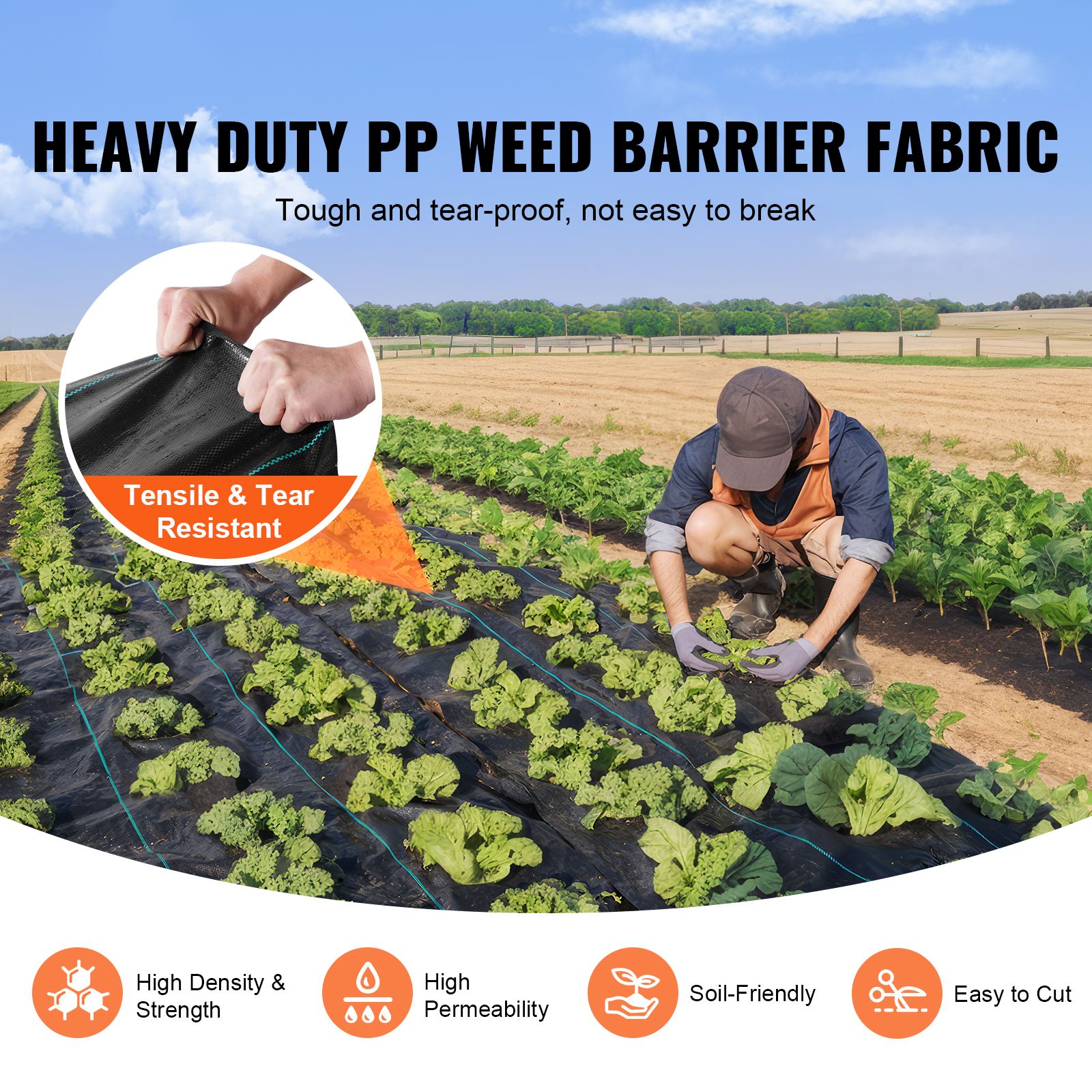 6 × 100FT Heavy Duty Garden Weed Fabric — image 2
