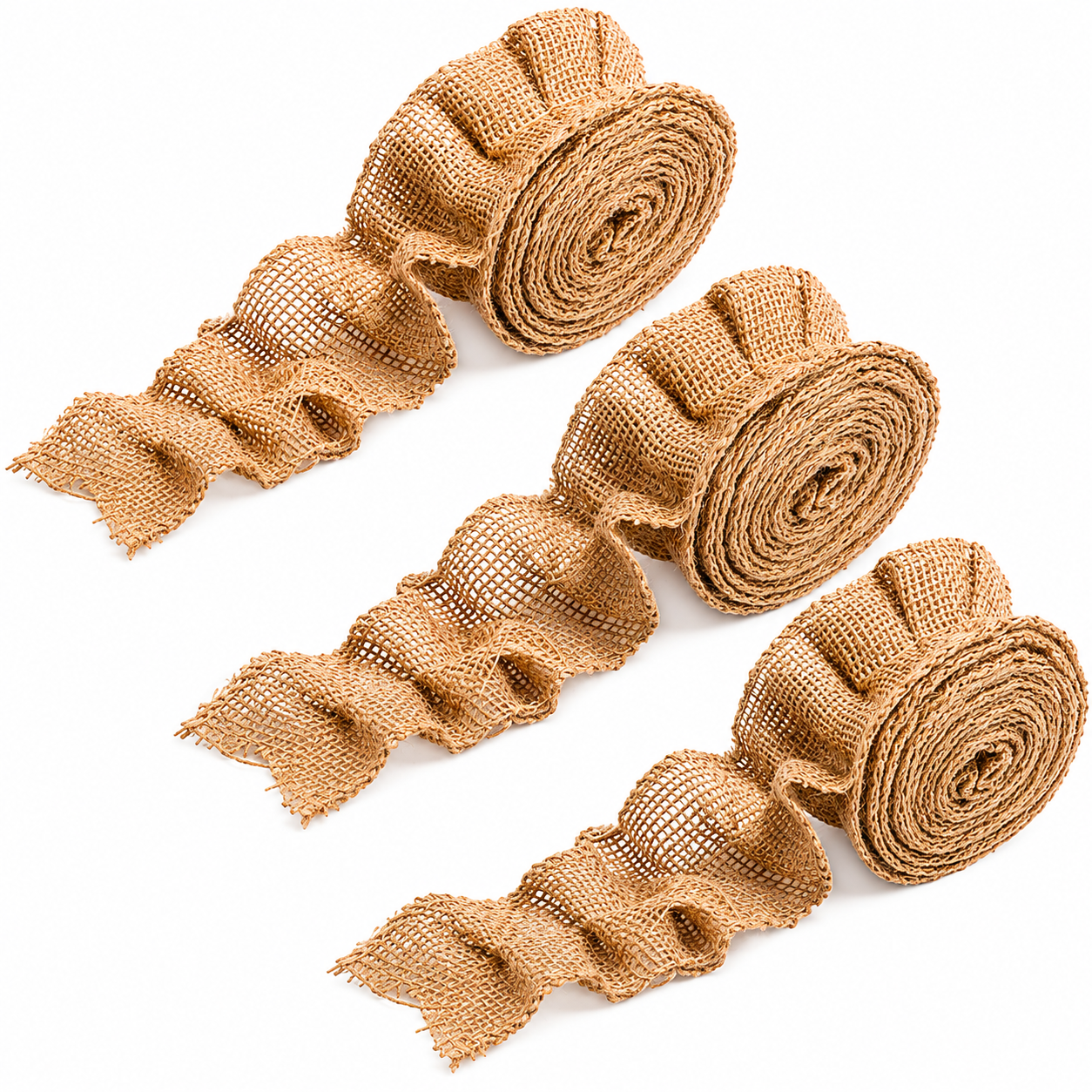 3 Rolls Burlap Ruffled Bulletin Board Border, 2.5ร94.5 Inch Light Brown Trim for Classroom, Crafts and Home Decor