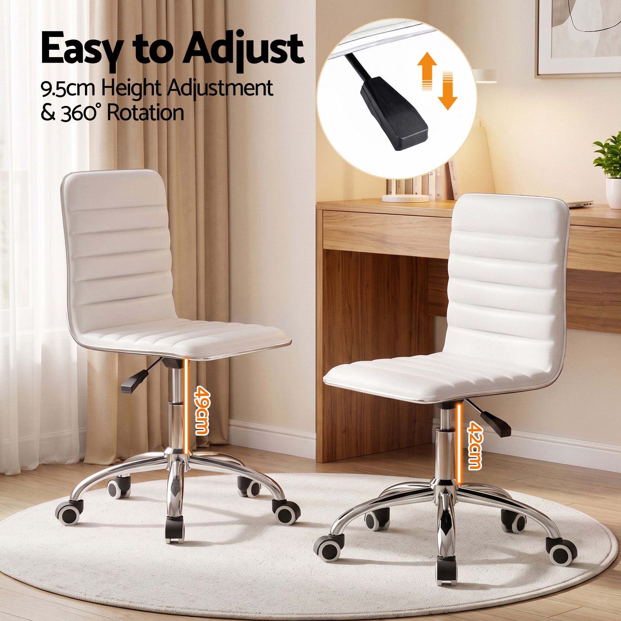 Artiss Office Chair Conference Chairs PU Leather Low Back White — image 5