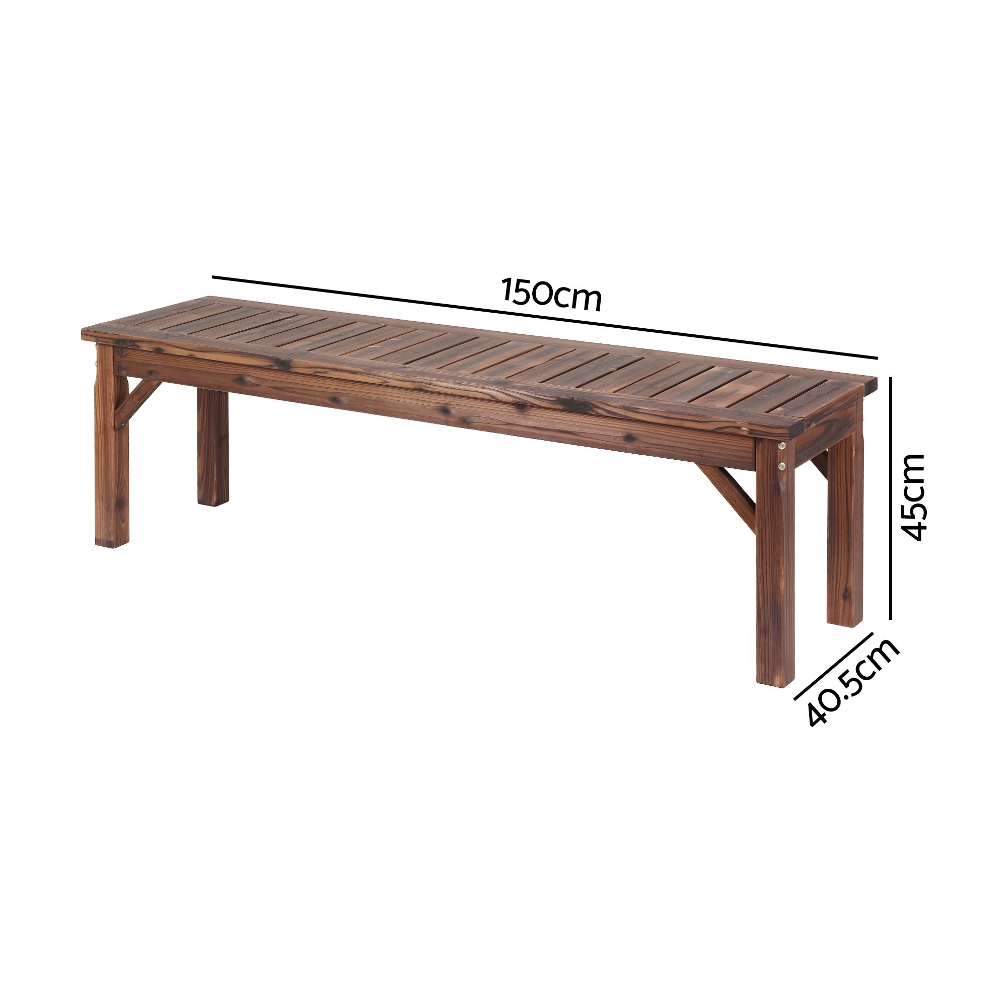 Gardeon Garden Benches Garden Seating Backless Timber Seat 150cm Brown β image 3