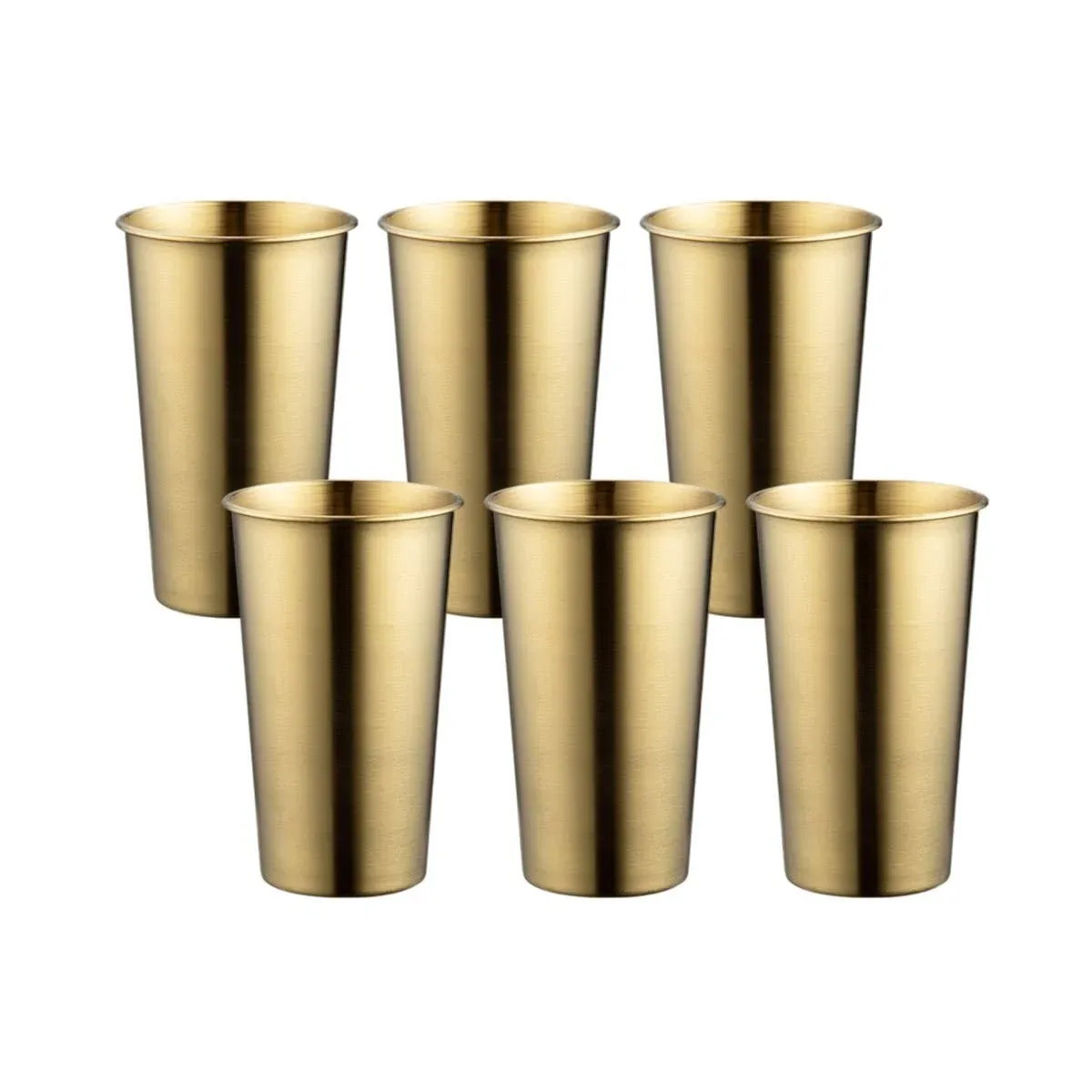Stainless Steel Cup Set 6pcs Gold 400ml Curled Lip 304 Cold Drink Pint โ image 2