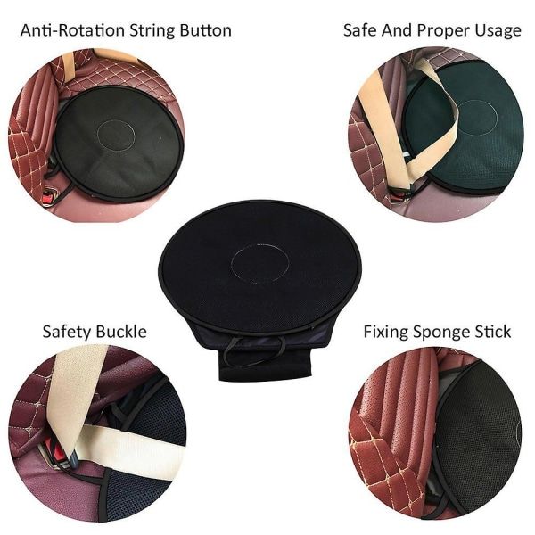 Car seat cushion, 360 degree rotatable, non-slip, for the elderly—max, Replacement Part, Made of Abs, Black Color — image 3