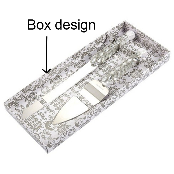Bride Groom Cake Server Set Wedding Cake Knife and Silver Blade Server Set Boxed - Bride Groom Handles โ image 5